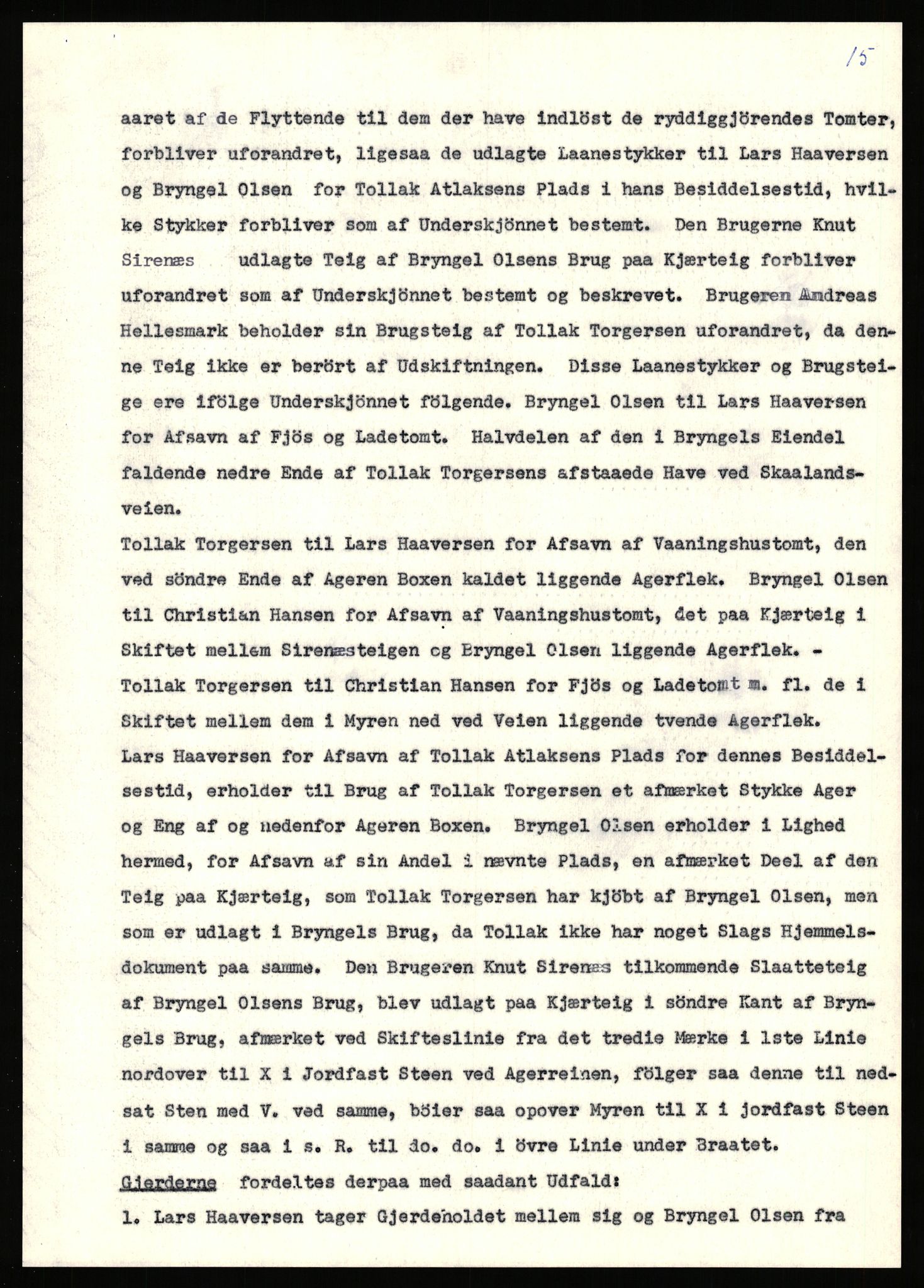 Statsarkivet i Stavanger, AV/SAST-A-101971/03/Y/Yj/L0028: Avskrifter sortert etter gårdsnavn: Gudla - Haga i Håland, 1750-1930, p. 262