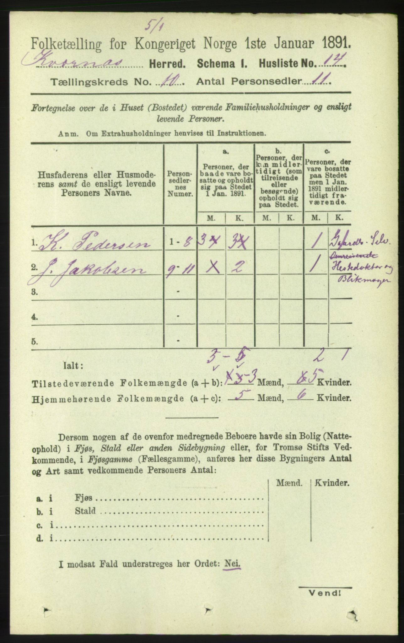 RA, 1891 census for 1553 Kvernes, 1891, p. 4283