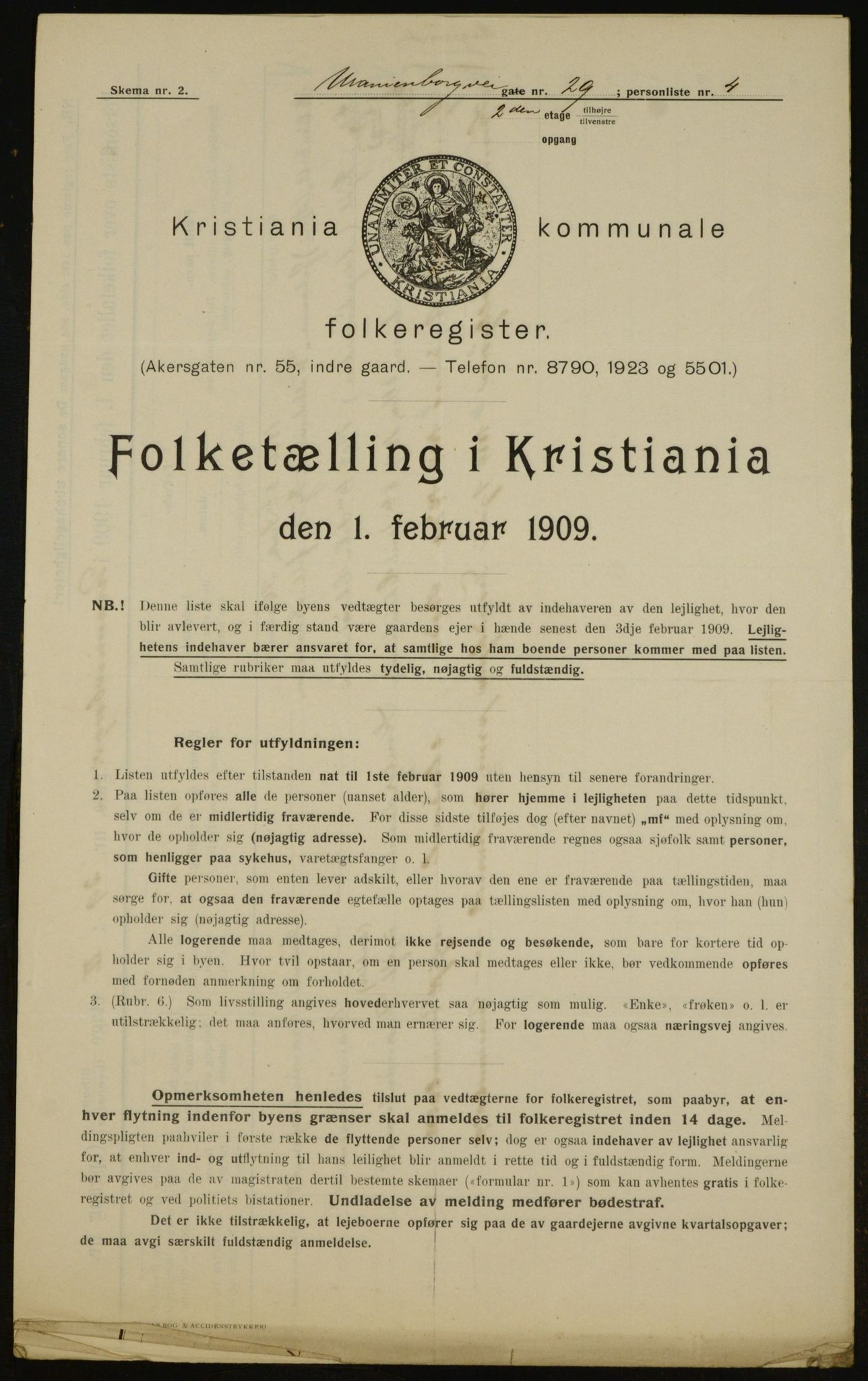 OBA, Municipal Census 1909 for Kristiania, 1909, p. 109356