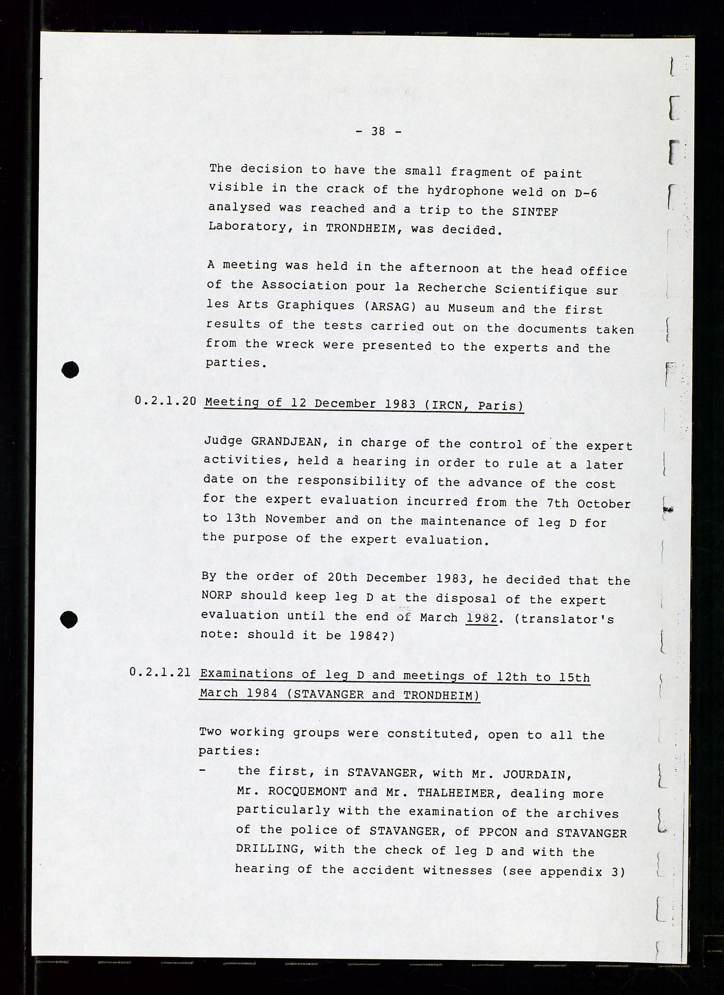 Pa 1503 - Stavanger Drilling AS, AV/SAST-A-101906/Da/L0007: Alexander L. Kielland - Rettssak i Paris, 1982-1988, p. 38