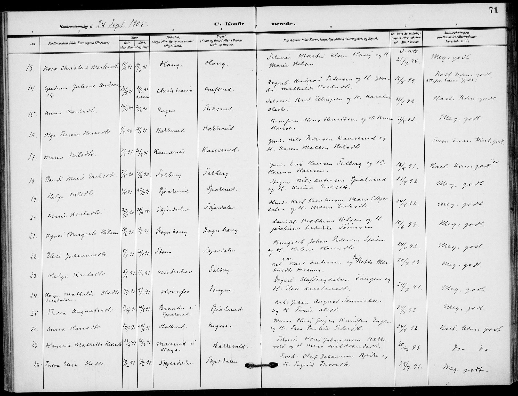 Hole kirkebøker, AV/SAKO-A-228/F/Fb/L0003: Parish register (official) no. II 3, 1906-1916, p. 71