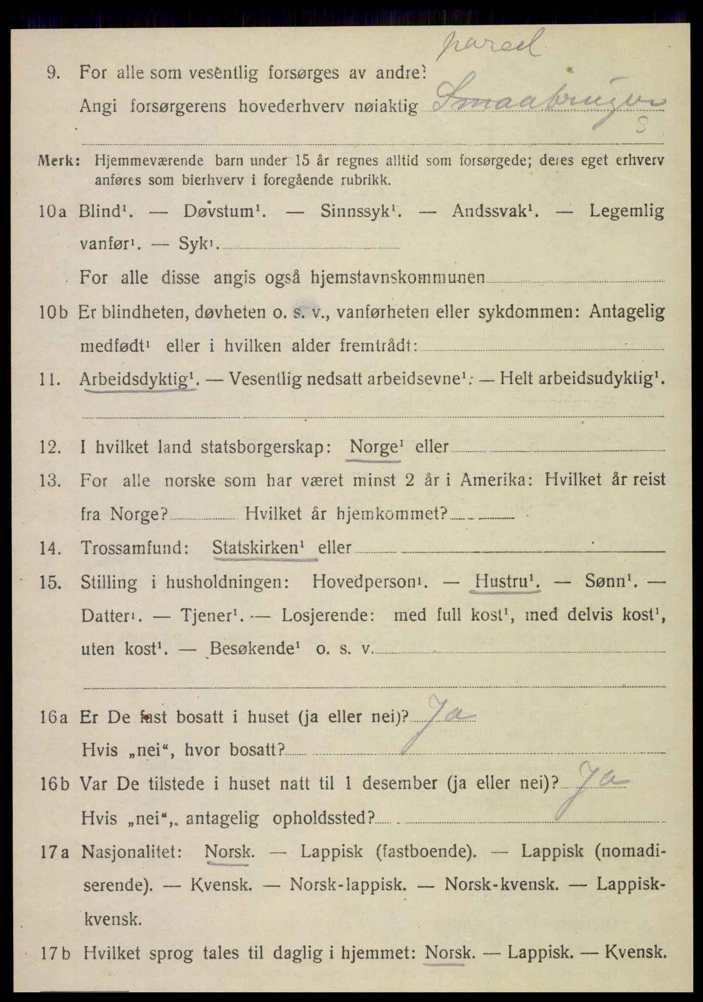 SAT, 1920 census for Vefsn, 1920, p. 8352