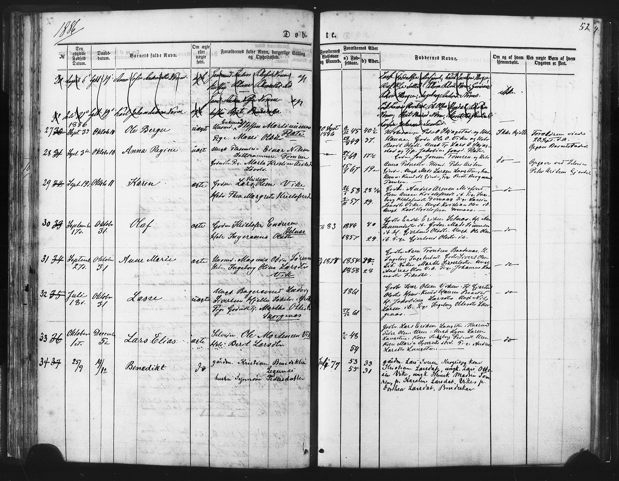 Ministerialprotokoller, klokkerbøker og fødselsregistre - Møre og Romsdal, AV/SAT-A-1454/539/L0530: Parish register (official) no. 539A03, 1872-1886, p. 52