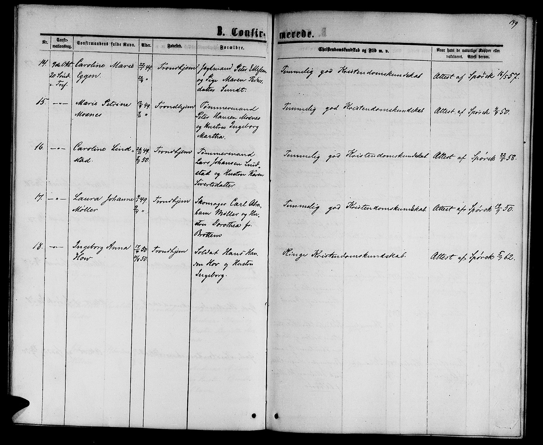 Ministerialprotokoller, klokkerbøker og fødselsregistre - Sør-Trøndelag, SAT/A-1456/601/L0087: Parish register (copy) no. 601C05, 1864-1881, p. 149