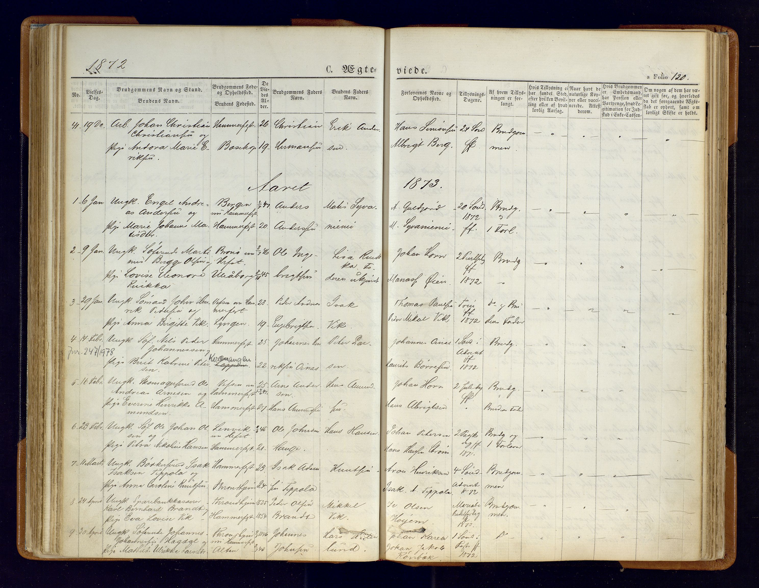 Hammerfest sokneprestkontor, SATØ/S-1347/H/Ha/L0006.kirke: Parish register (official) no. 6, 1869-1877, p. 120