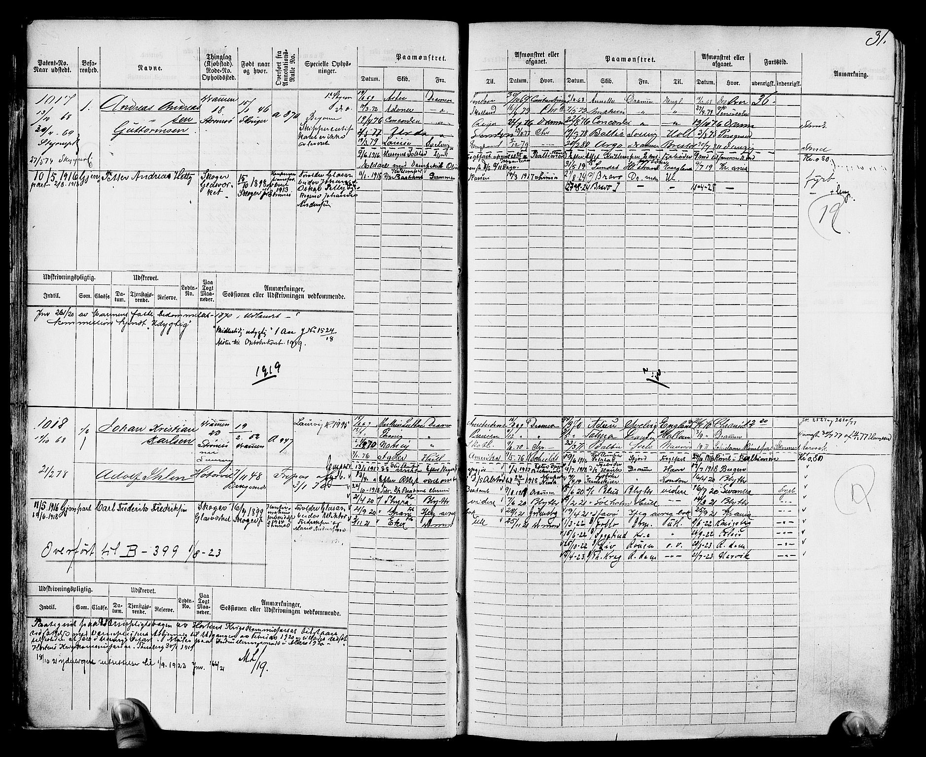 Drammen innrulleringsdistrikt, AV/SAKO-A-781/F/Fc/L0002: Hovedrulle, 1869, p. 34