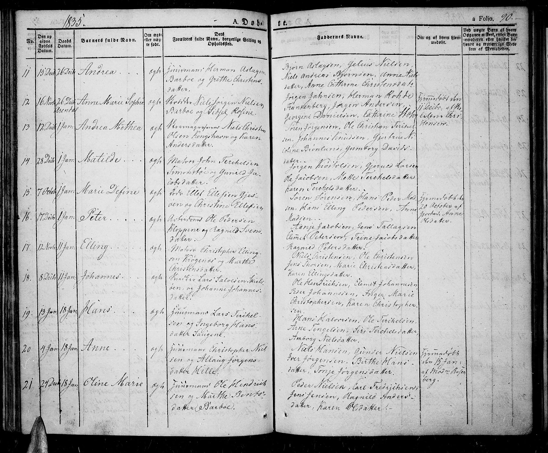 Tromøy sokneprestkontor, AV/SAK-1111-0041/F/Fa/L0003: Parish register (official) no. A 3, 1825-1837, p. 90