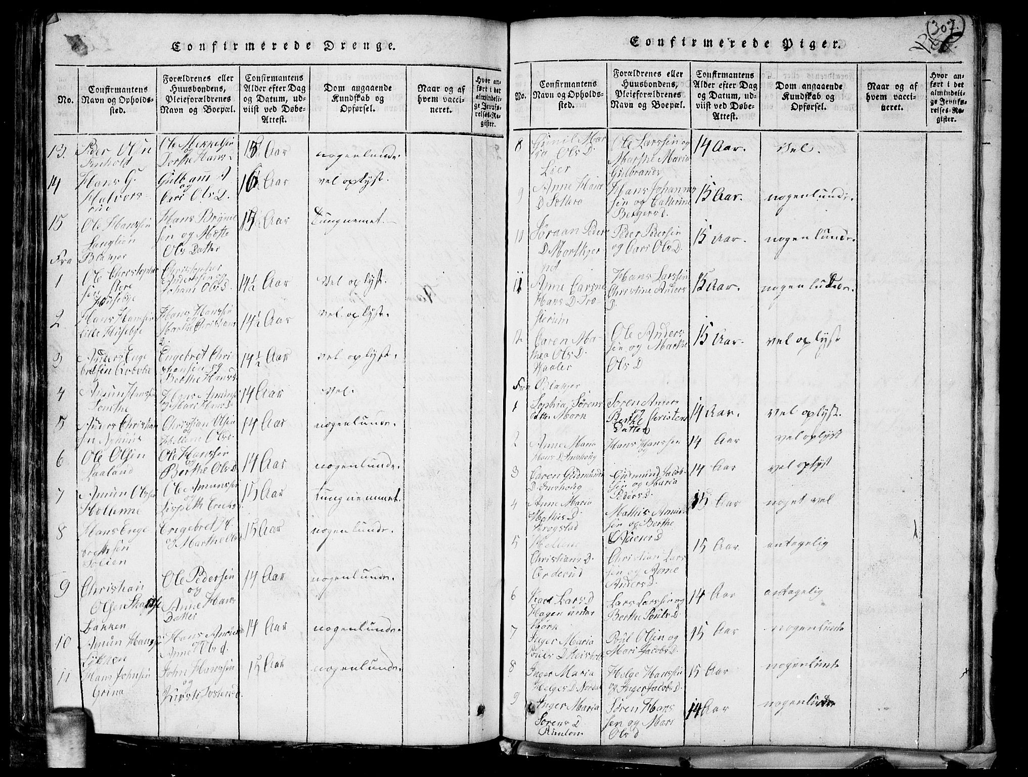 Aurskog prestekontor Kirkebøker, SAO/A-10304a/G/Ga/L0001: Parish register (copy) no. I 1, 1814-1829, p. 307
