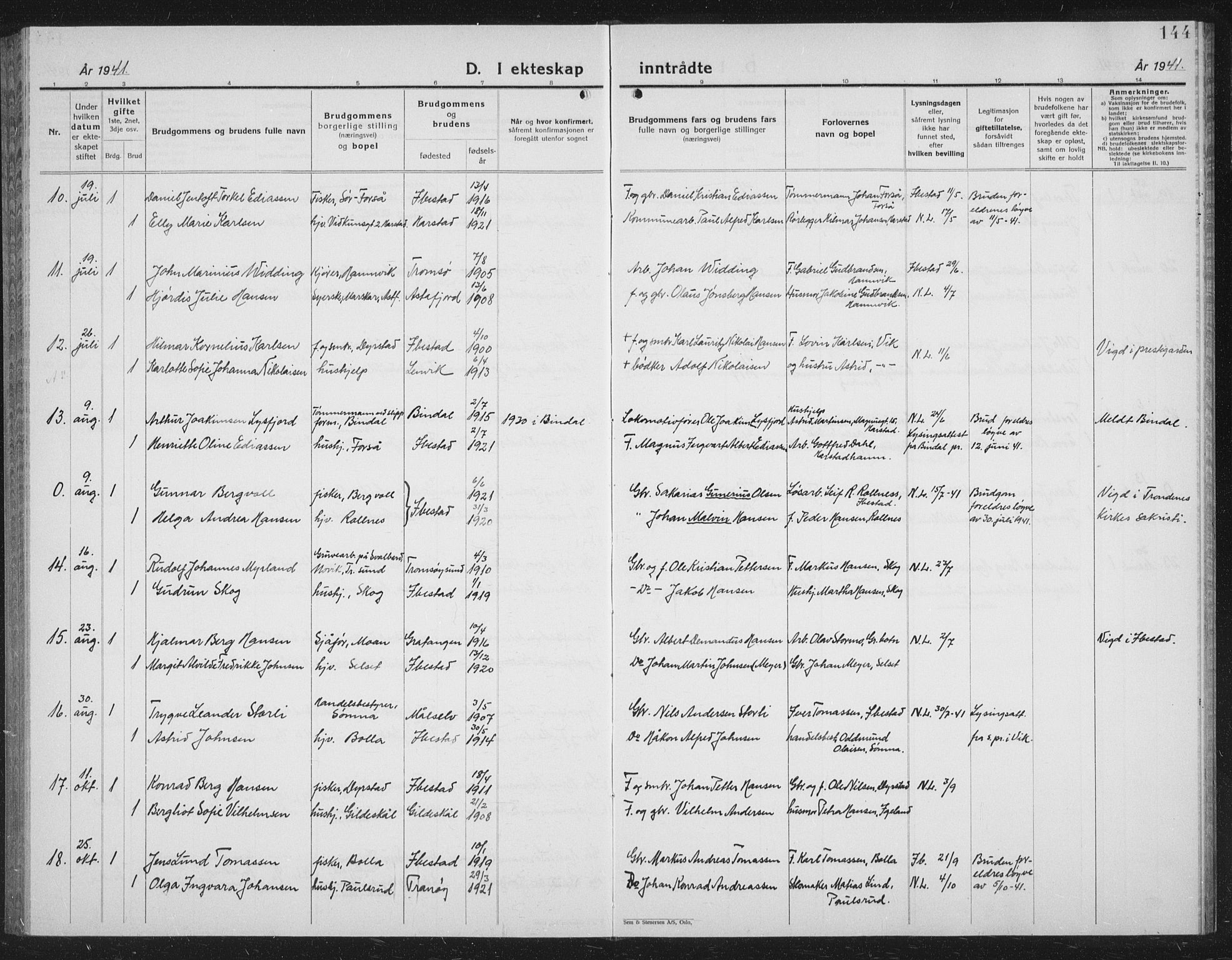 Ibestad sokneprestembete, AV/SATØ-S-0077/H/Ha/Hab/L0011klokker: Parish register (copy) no. 11, 1930-1942, p. 144