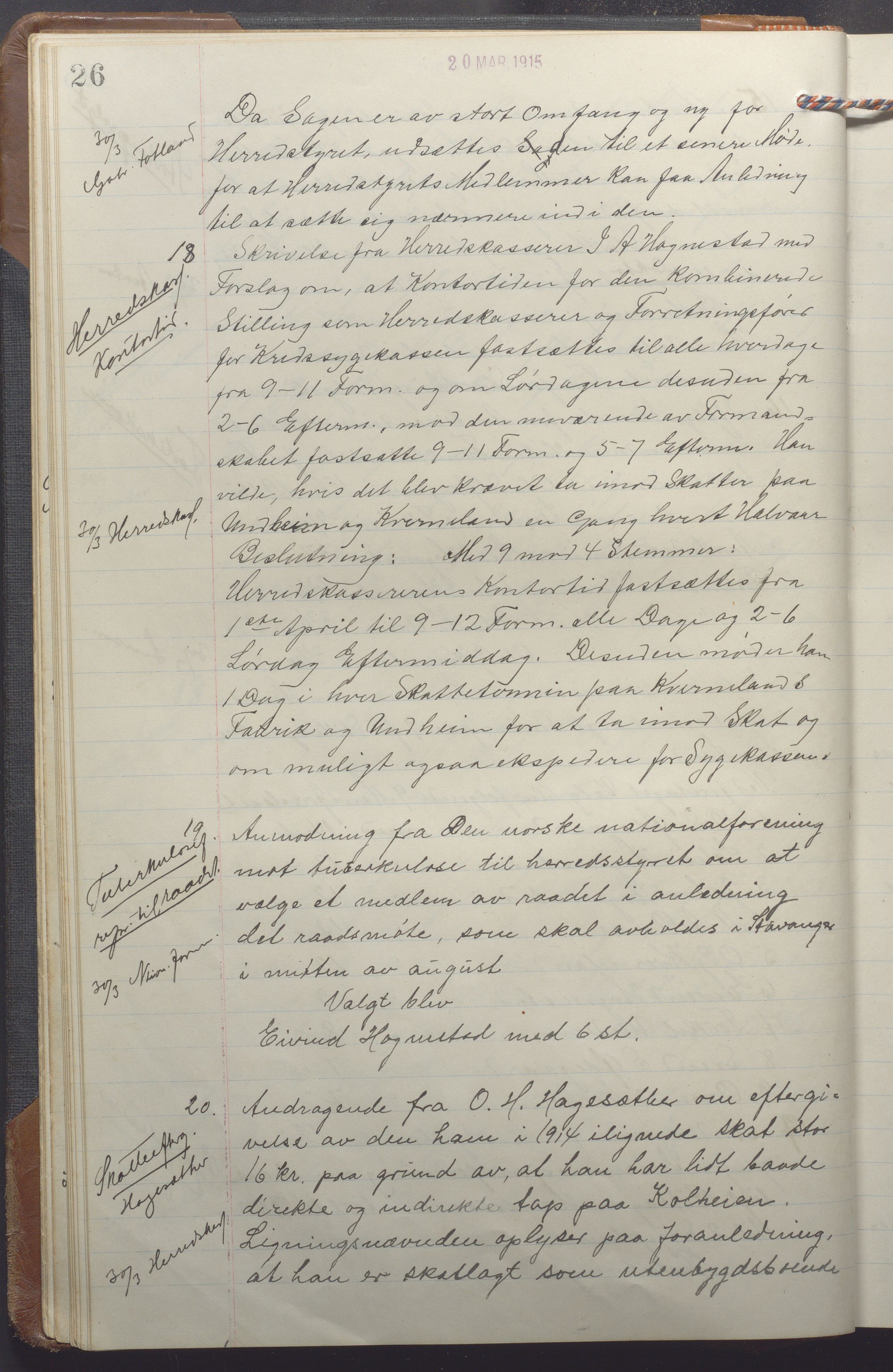 Time kommune - Formannskapet, IKAR/K-100592/A/Aa/L0007: Møtebok, 1914-1920, p. 26