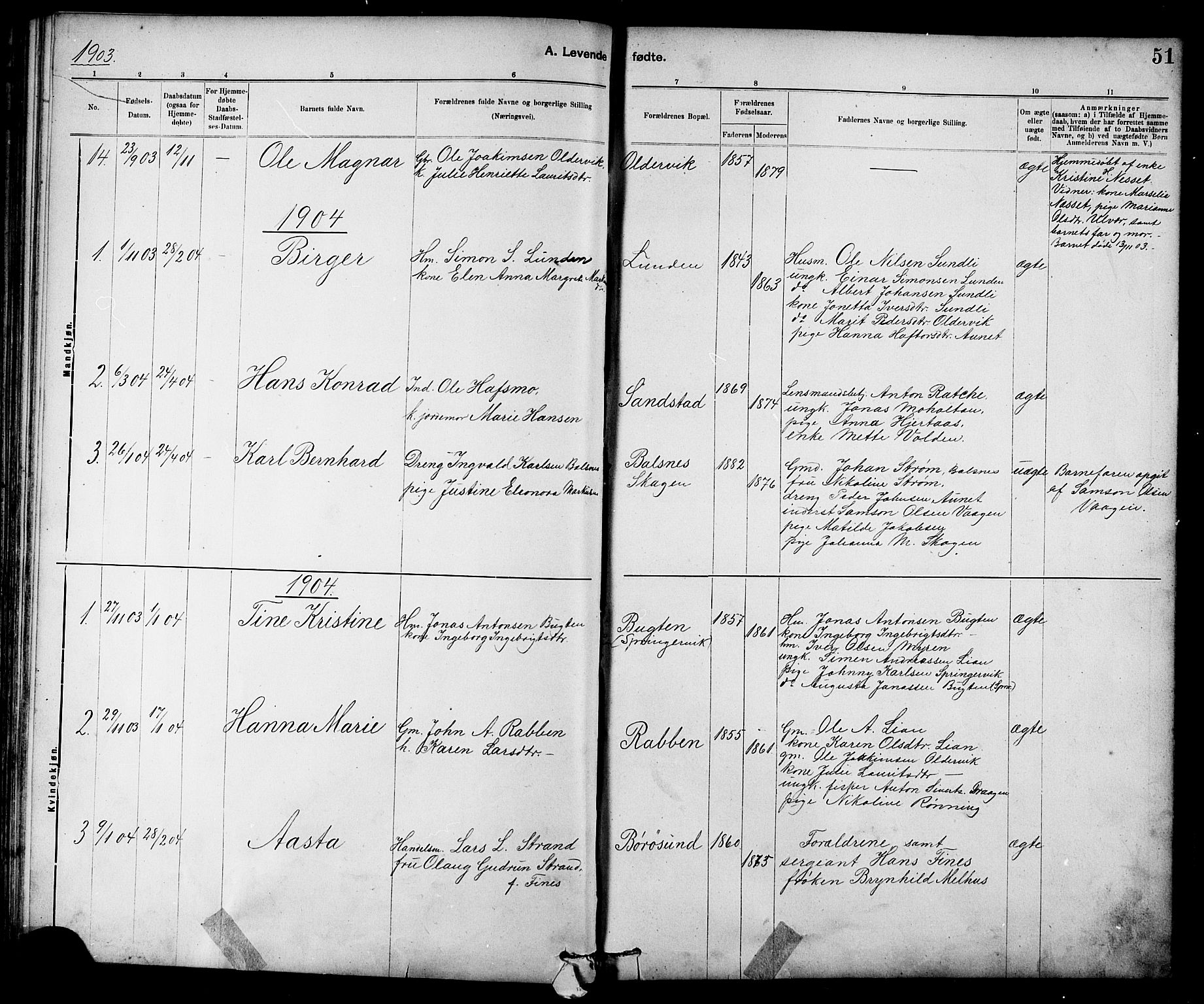 Ministerialprotokoller, klokkerbøker og fødselsregistre - Sør-Trøndelag, SAT/A-1456/639/L0573: Parish register (copy) no. 639C01, 1890-1905, p. 51