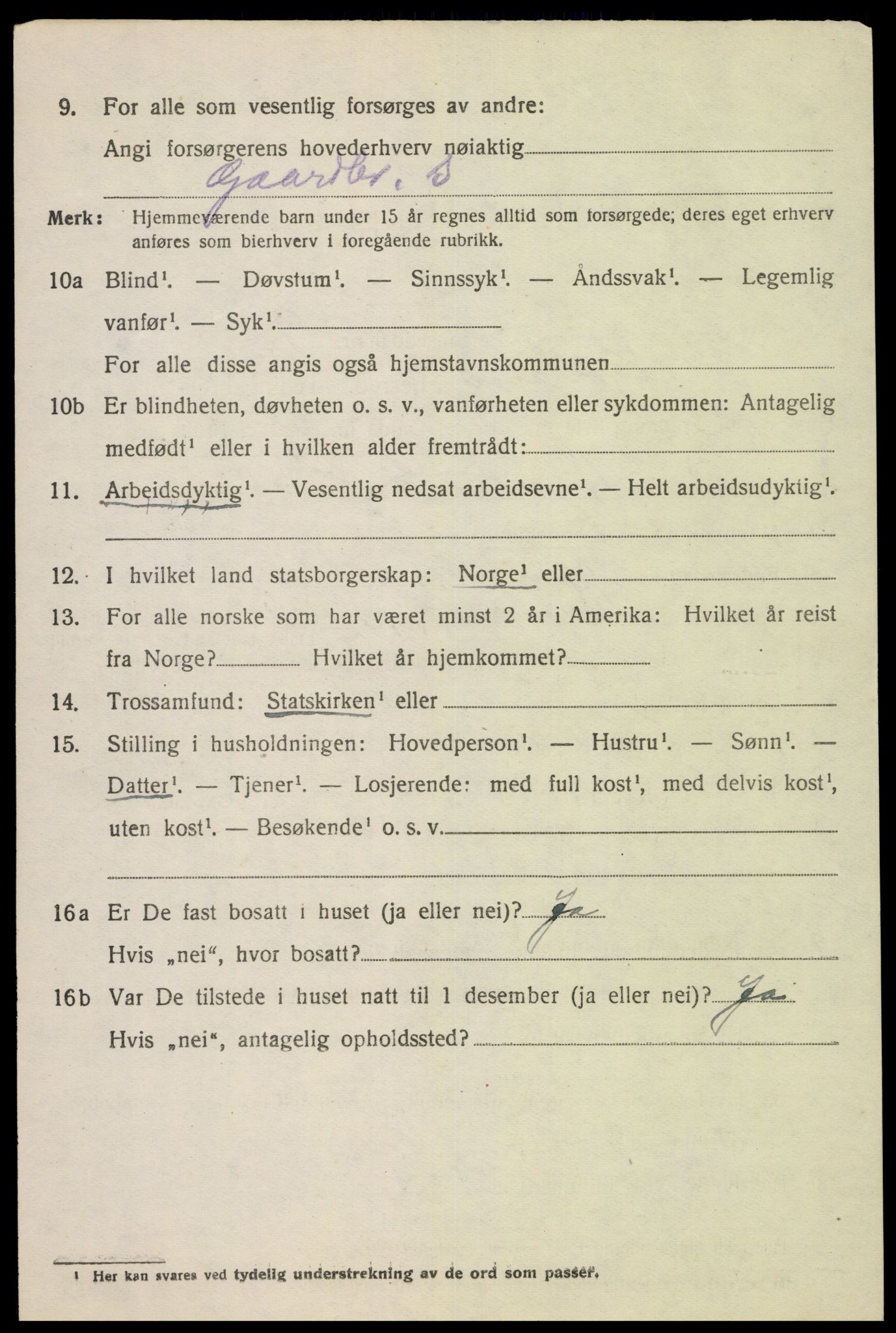 SAK, 1920 census for Fjotland, 1920, p. 2023