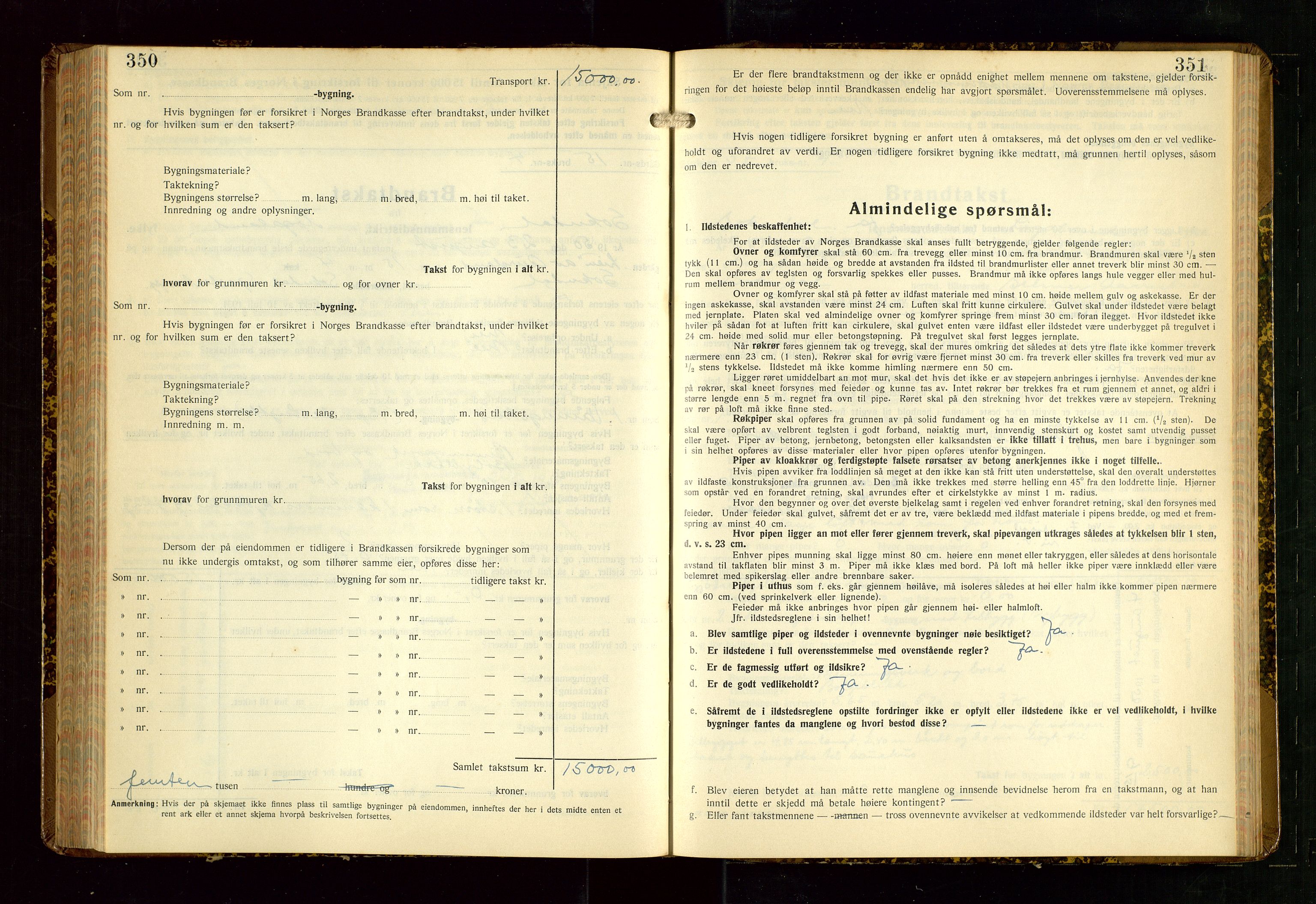 Sokndal lensmannskontor, SAST/A-100417/Gob/L0008: "Brandtakst-Protokoll", 1937-1955, p. 350-351