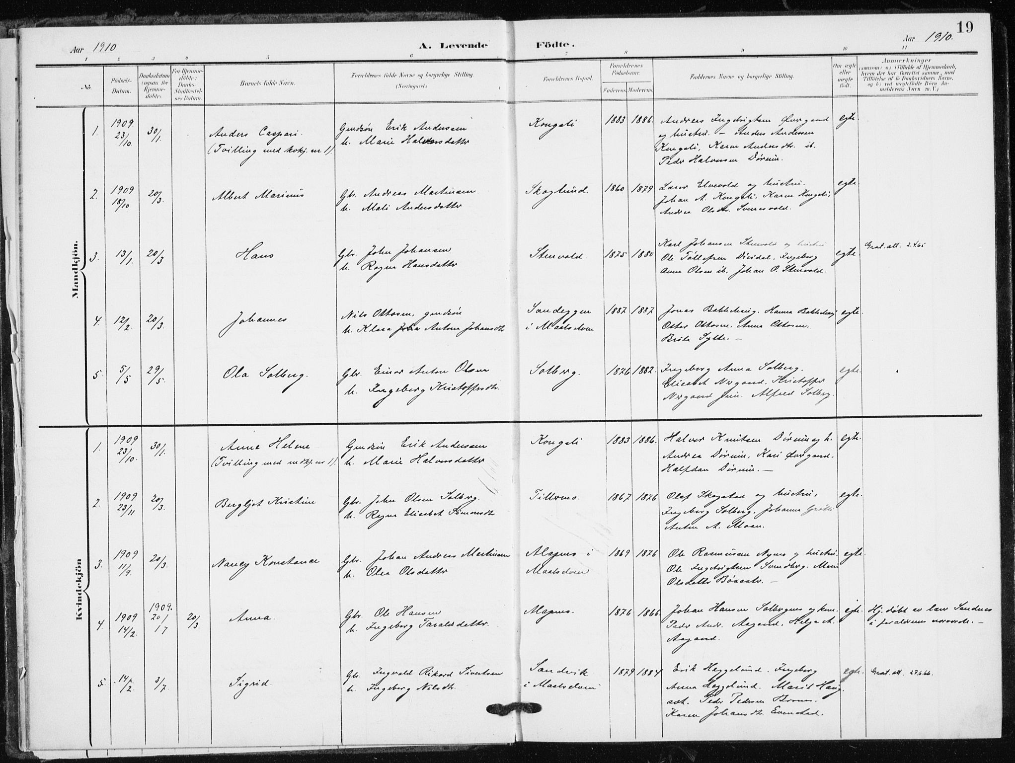 Målselv sokneprestembete, SATØ/S-1311/G/Ga/Gaa/L0012kirke: Parish register (official) no. 12, 1903-1920, p. 19