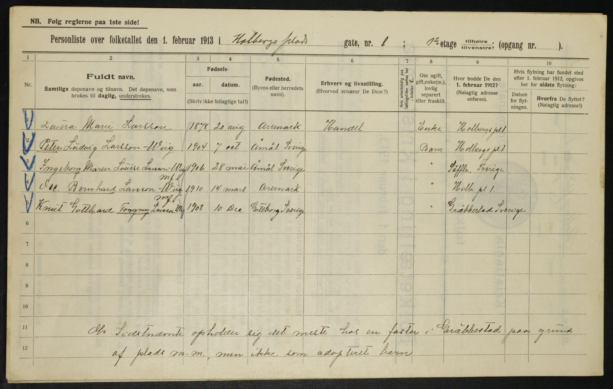 OBA, Municipal Census 1913 for Kristiania, 1913, p. 40355