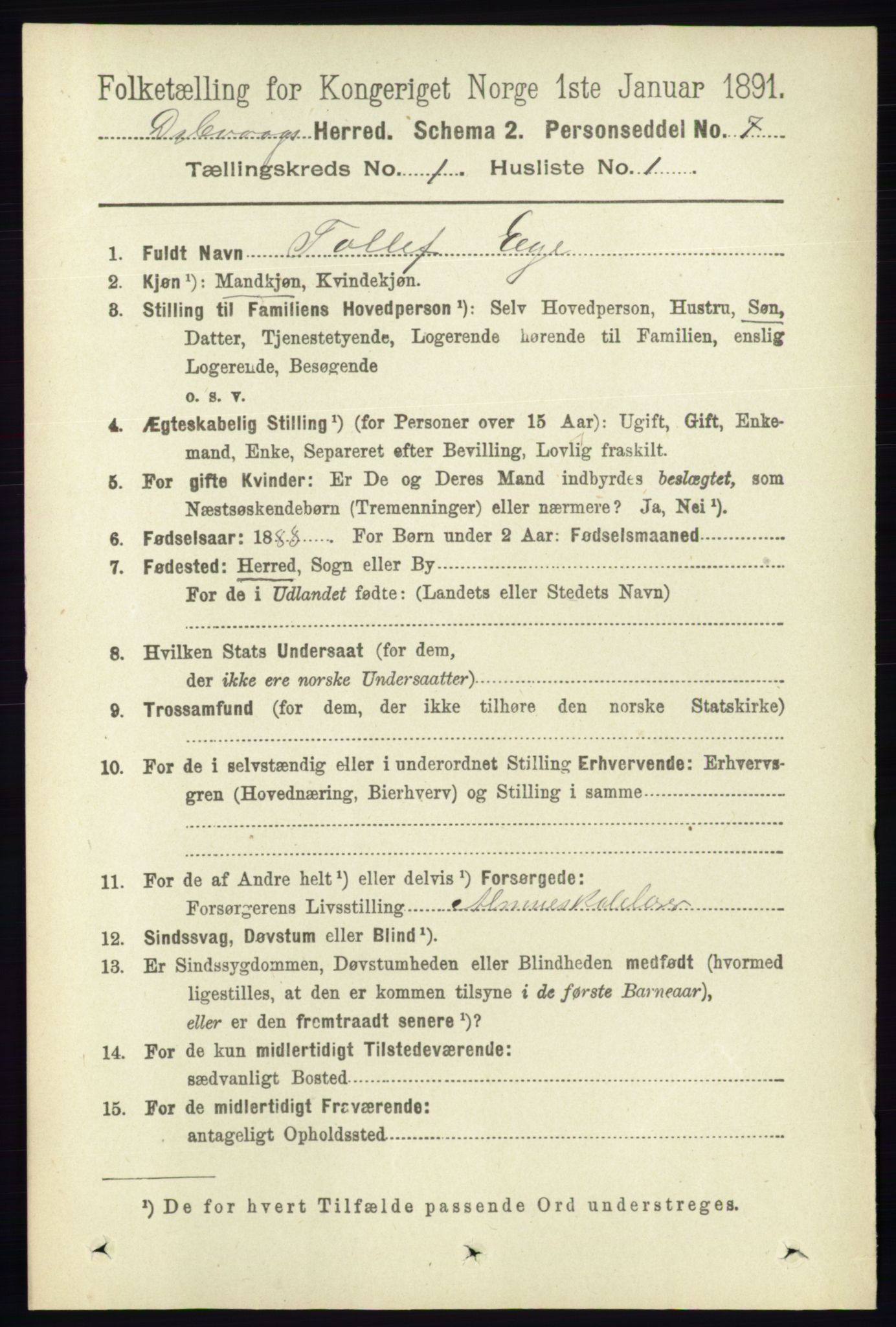 RA, 1891 census for 0915 Dypvåg, 1891, p. 112