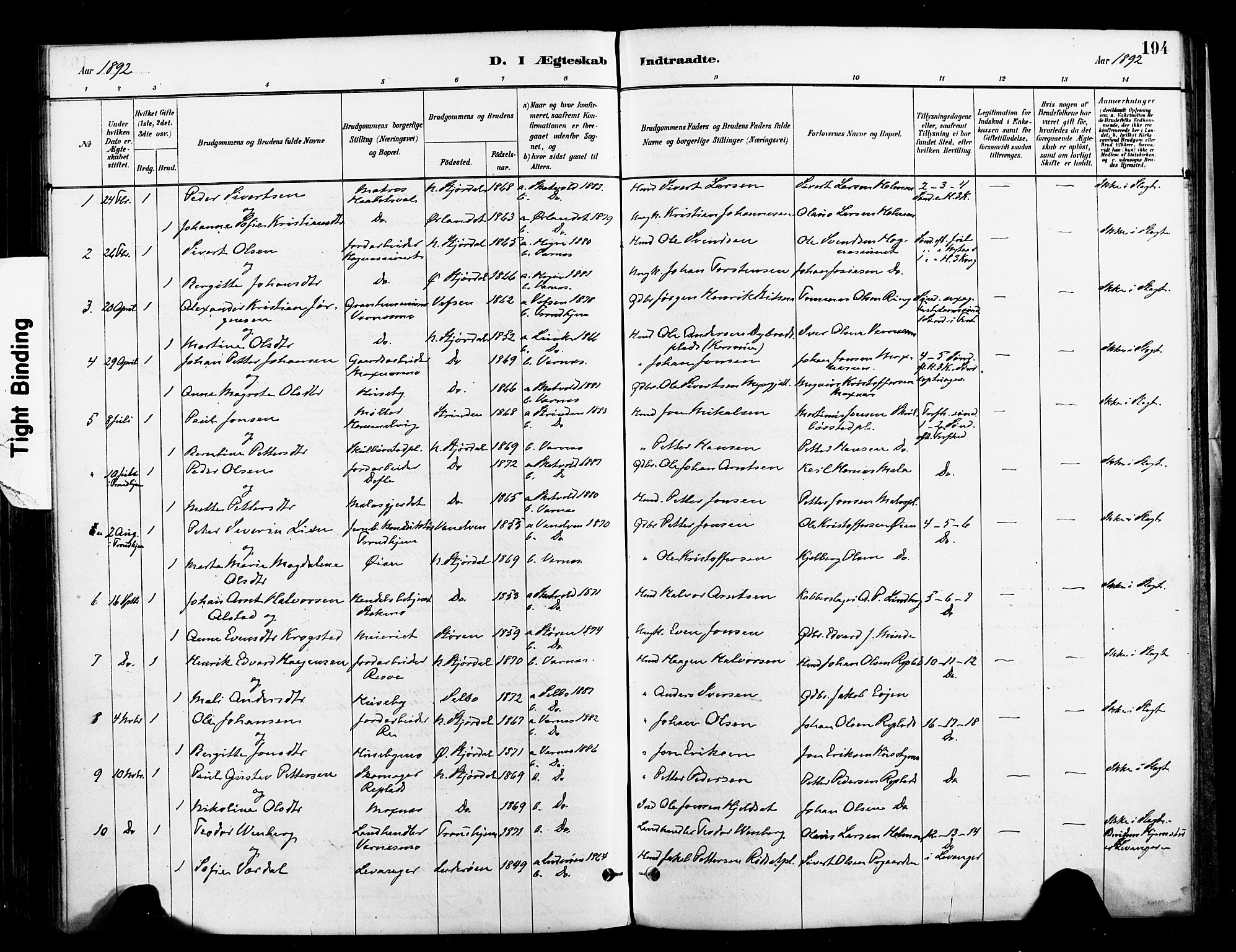 Ministerialprotokoller, klokkerbøker og fødselsregistre - Nord-Trøndelag, SAT/A-1458/709/L0077: Parish register (official) no. 709A17, 1880-1895, p. 194