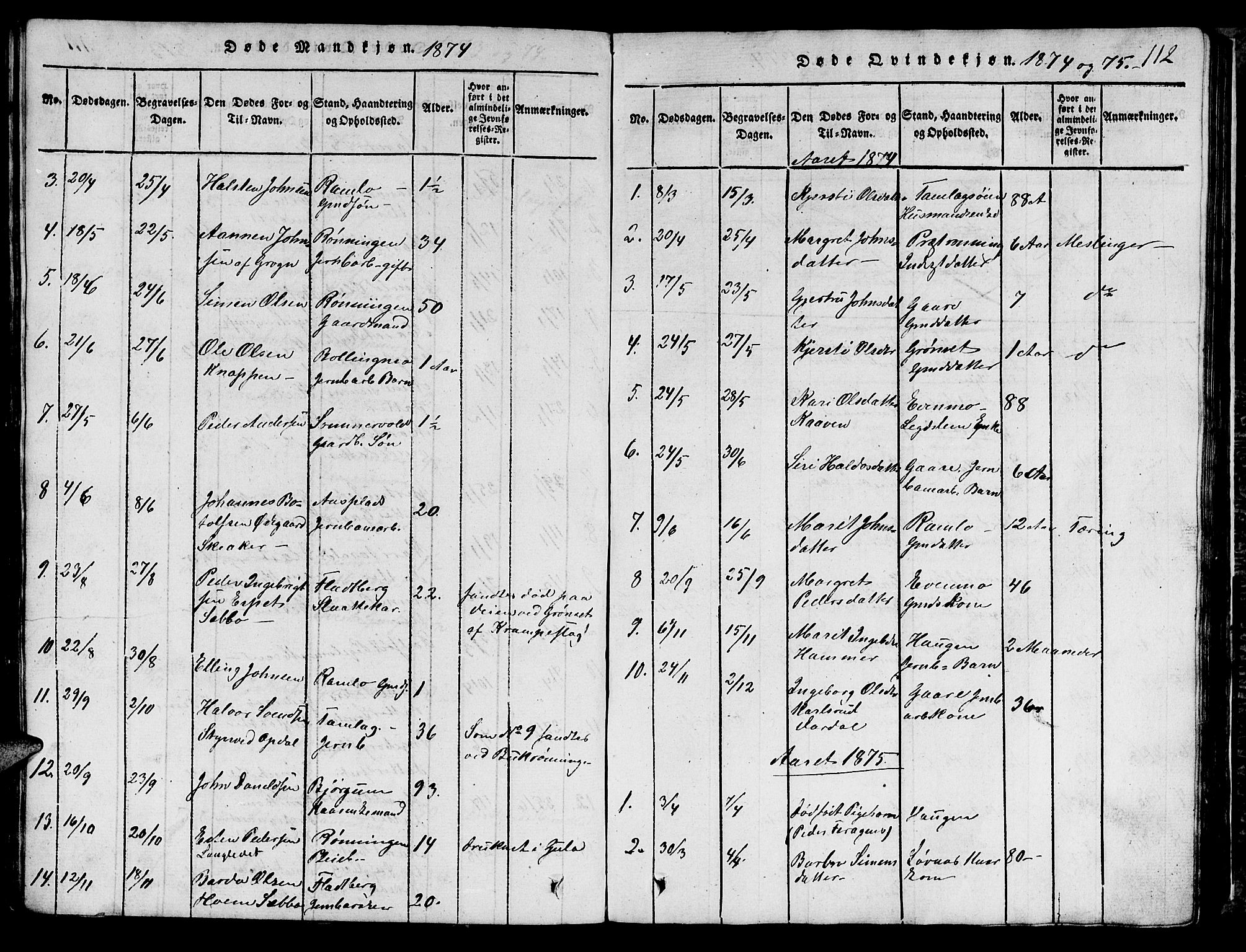 Ministerialprotokoller, klokkerbøker og fødselsregistre - Sør-Trøndelag, AV/SAT-A-1456/685/L0976: Parish register (copy) no. 685C01, 1817-1878, p. 112