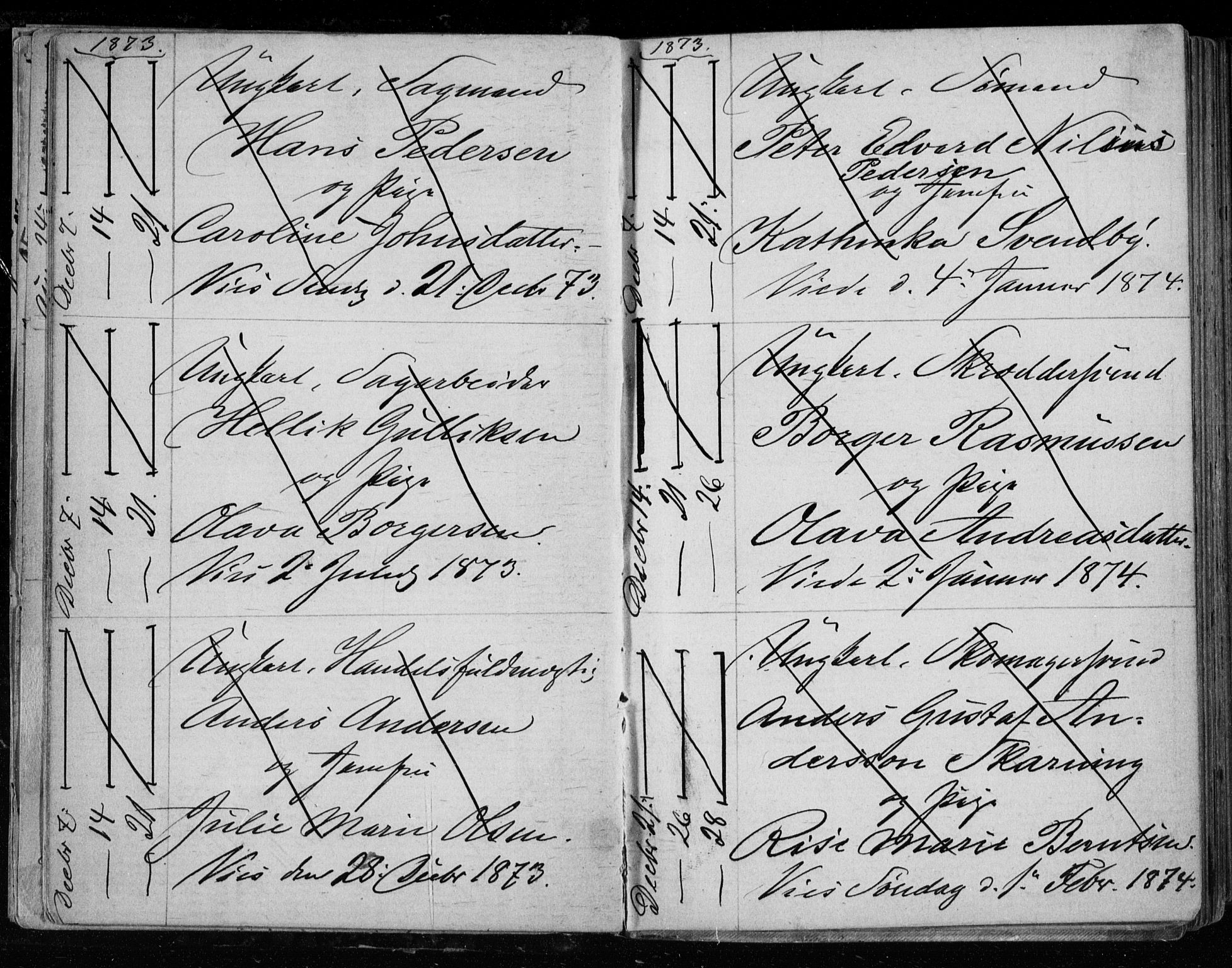 Bragernes kirkebøker, AV/SAKO-A-6/H/Ha/L0006: Banns register no. 6, 1873-1896