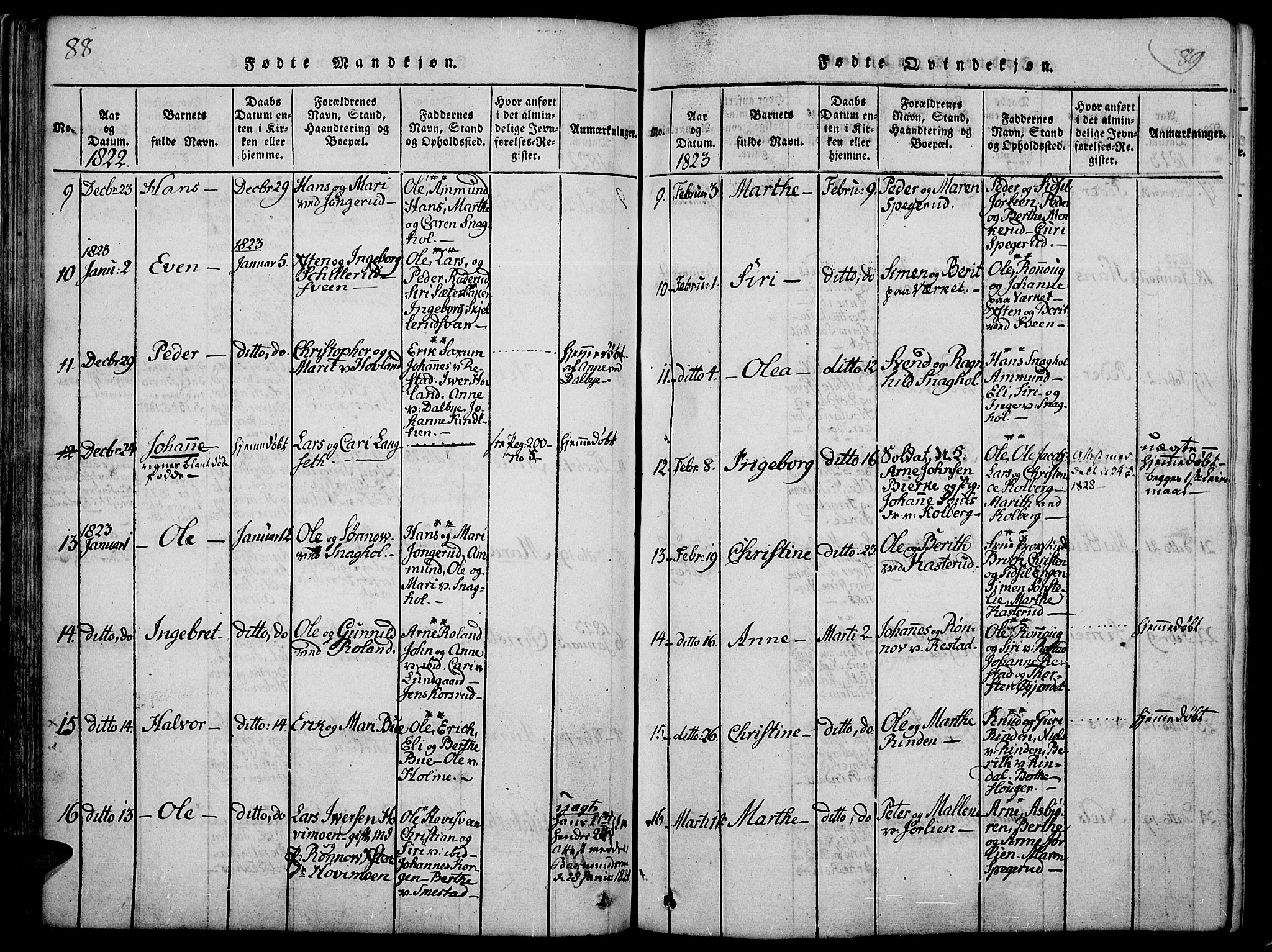 Fåberg prestekontor, SAH/PREST-086/H/Ha/Haa/L0003: Parish register (official) no. 3, 1818-1833, p. 88-89