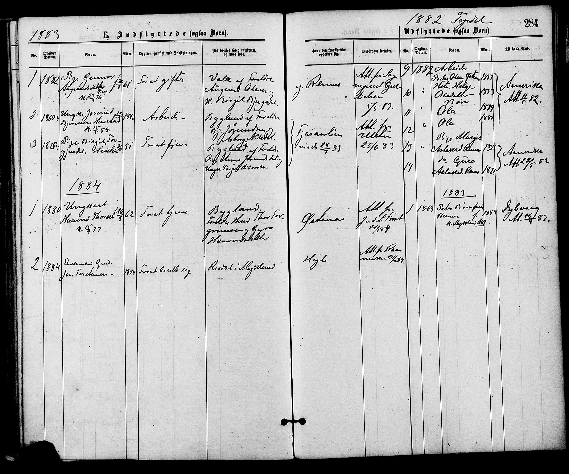 Åmli sokneprestkontor, SAK/1111-0050/F/Fa/Fac/L0009: Parish register (official) no. A 9 /3, 1869-1884, p. 284