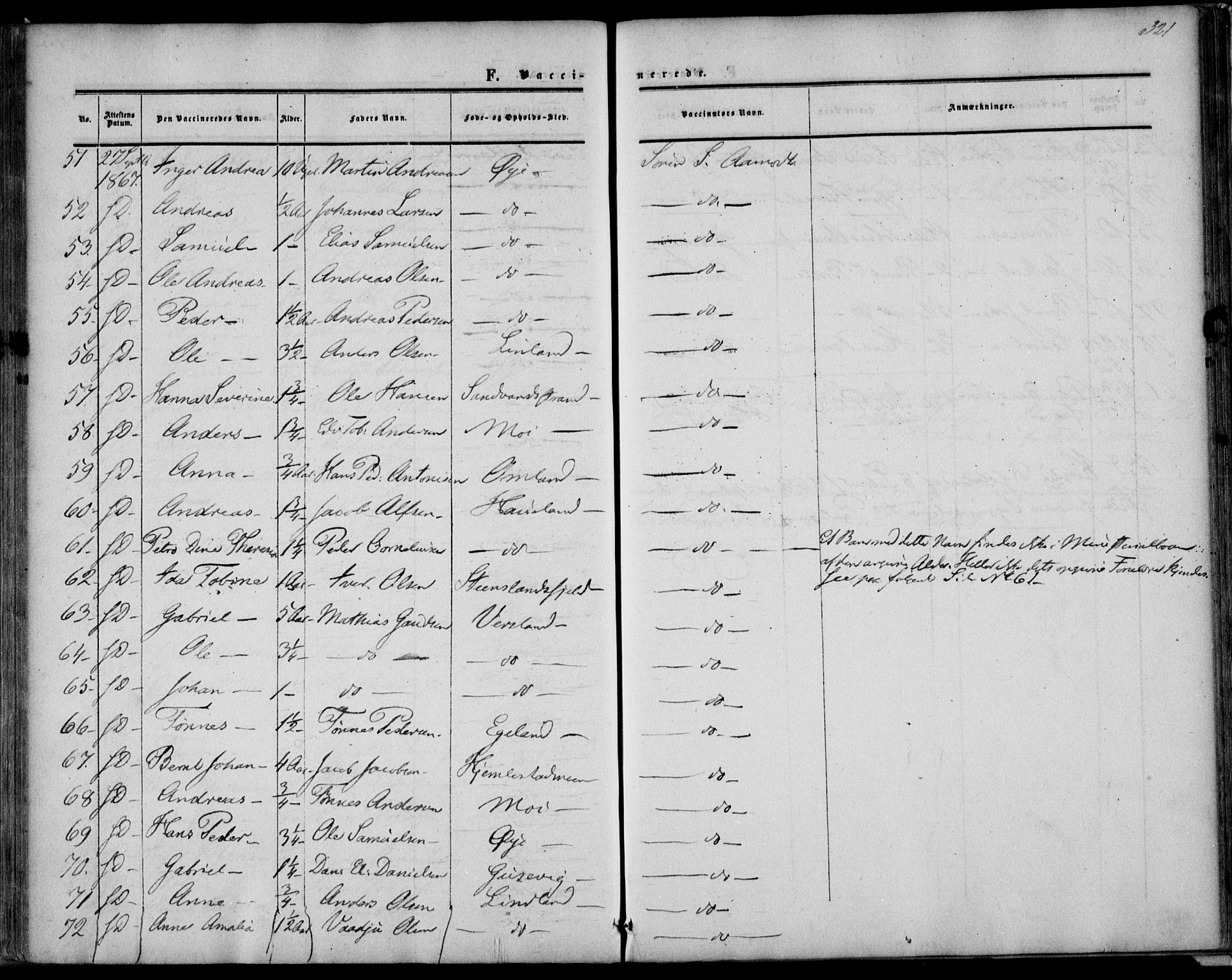 Kvinesdal sokneprestkontor, AV/SAK-1111-0026/F/Fa/Fab/L0006: Parish register (official) no. A 6, 1857-1869, p. 321