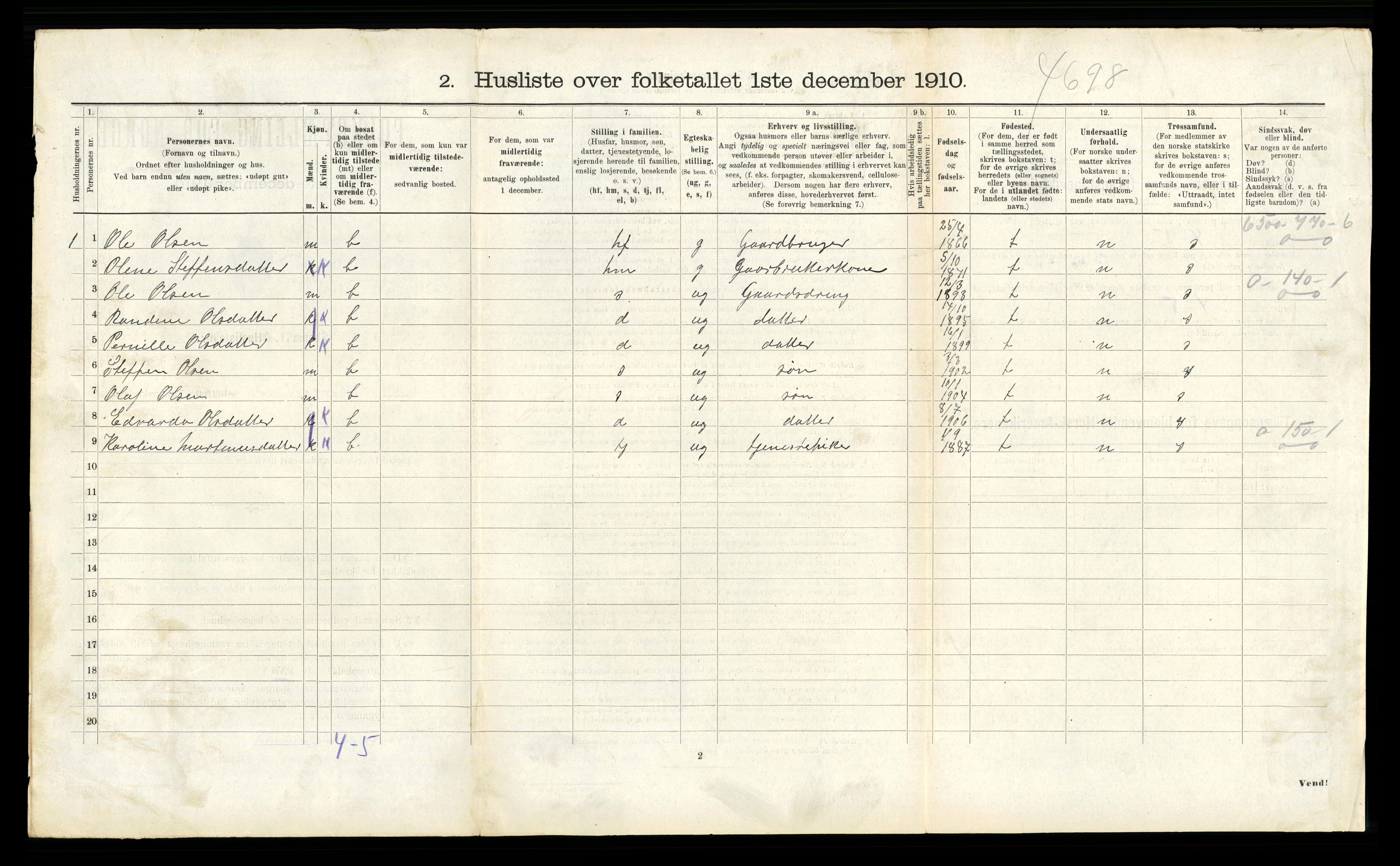 RA, 1910 census for Hjørundfjord, 1910, p. 281