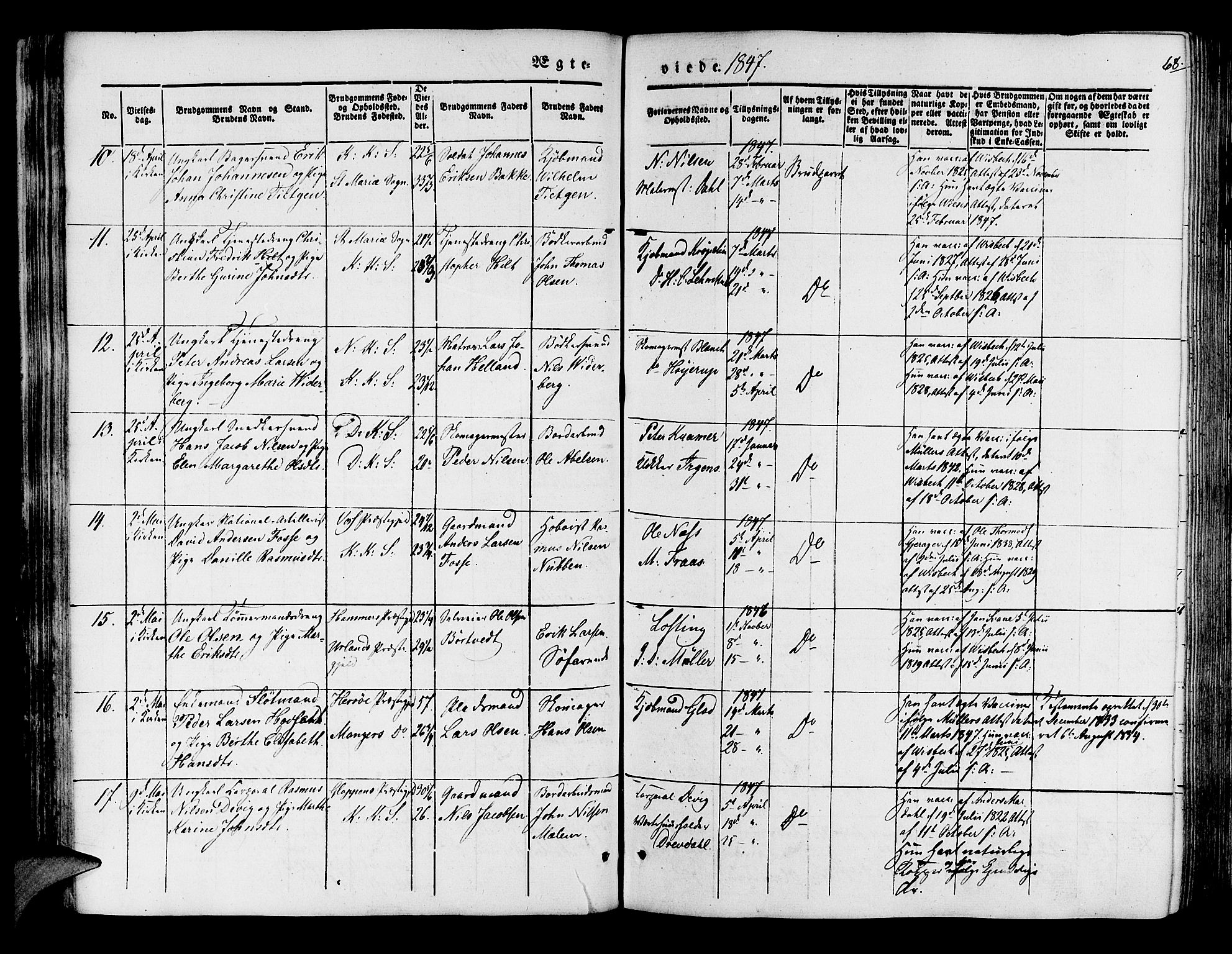 Korskirken sokneprestembete, AV/SAB-A-76101/H/Hab: Parish register (copy) no. D 1, 1840-1867, p. 68