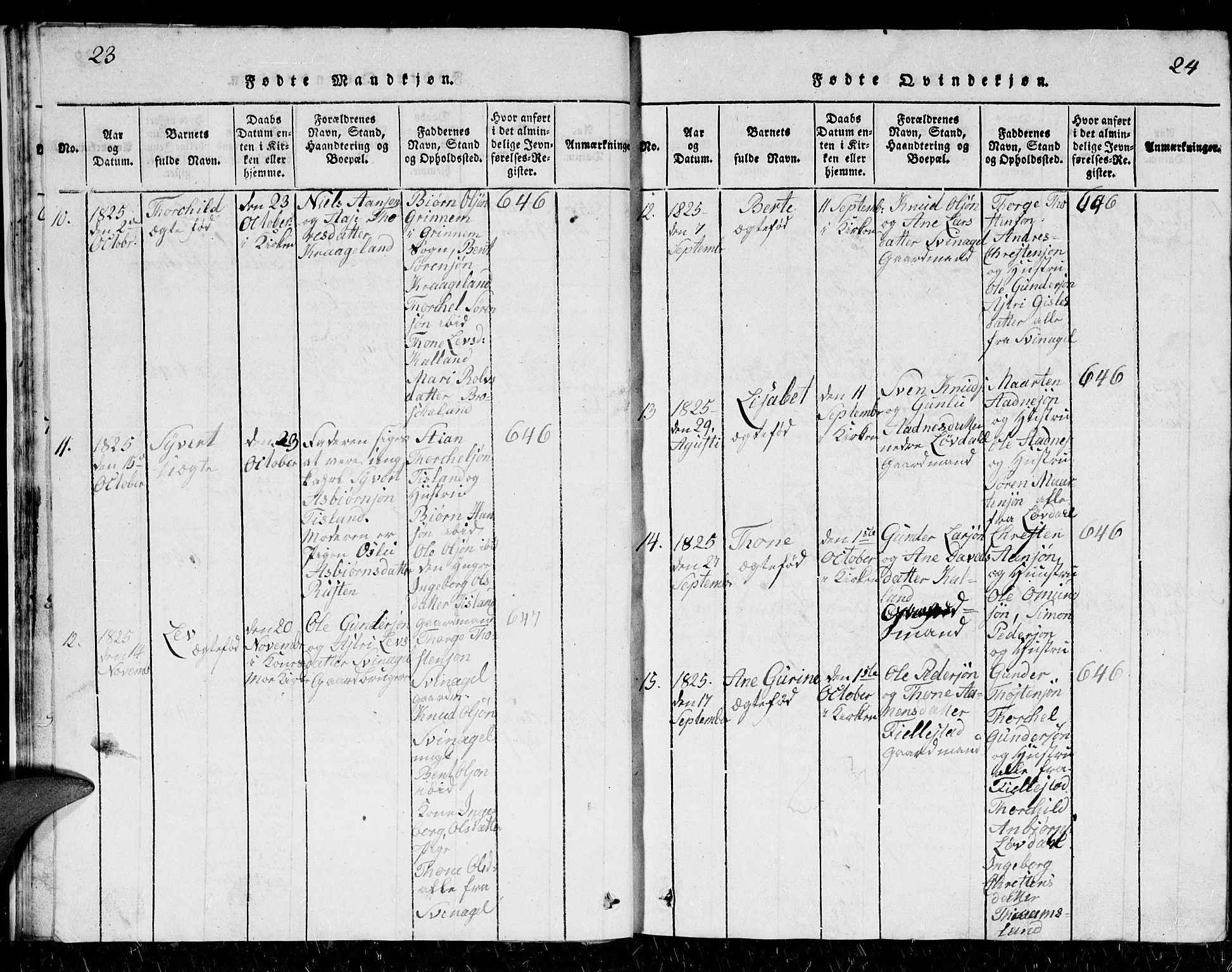 Holum sokneprestkontor, AV/SAK-1111-0022/F/Fb/Fbb/L0001: Parish register (copy) no. B 1, 1820-1847, p. 23-24