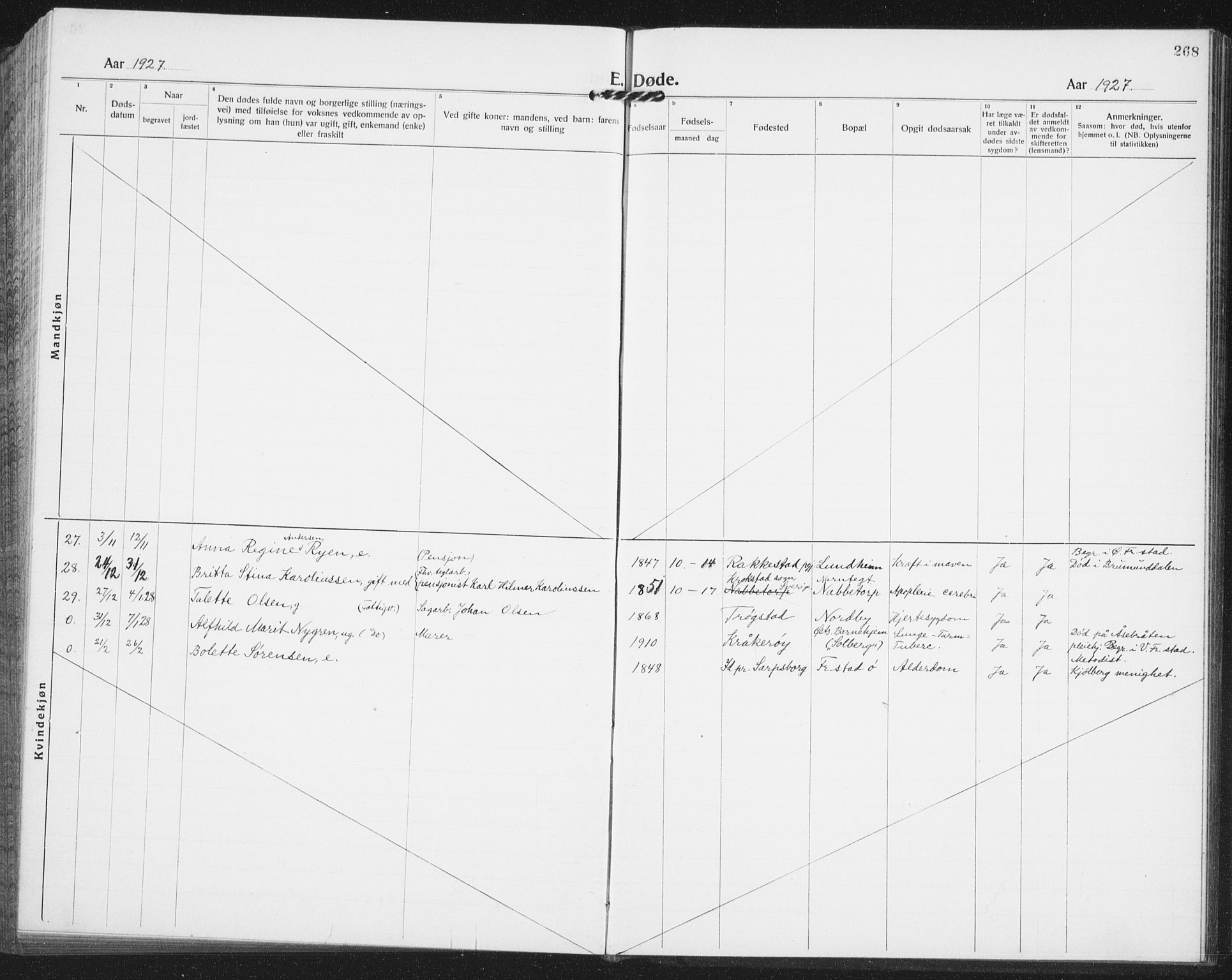 Østre Fredrikstad prestekontor Kirkebøker, SAO/A-10907/G/Ga/L0003: Parish register (copy) no. 3, 1920-1940, p. 268