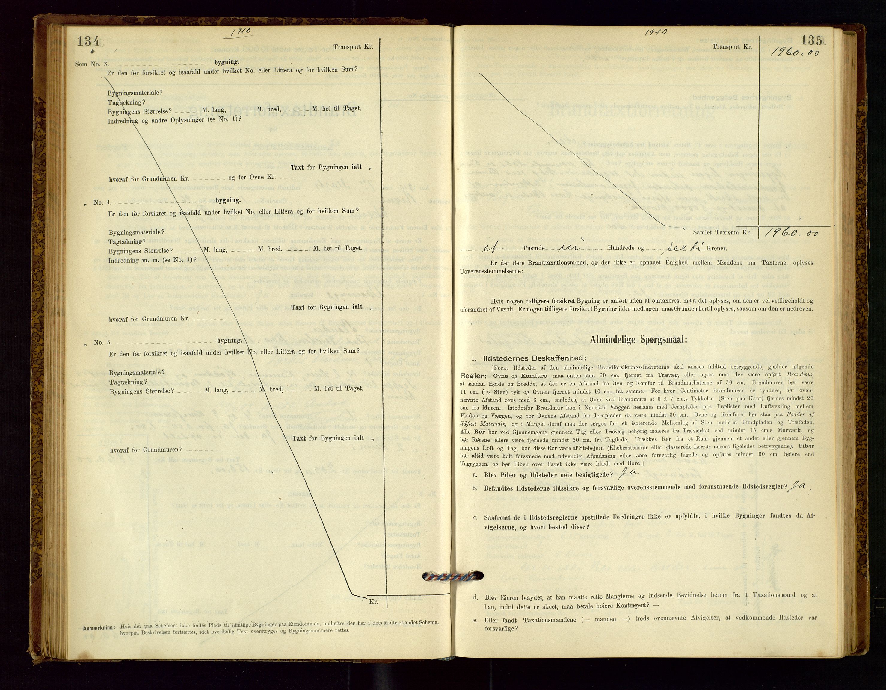 Time lensmannskontor, AV/SAST-A-100420/Gob/L0001: Branntakstprotokoll, 1896-1914, p. 134-135