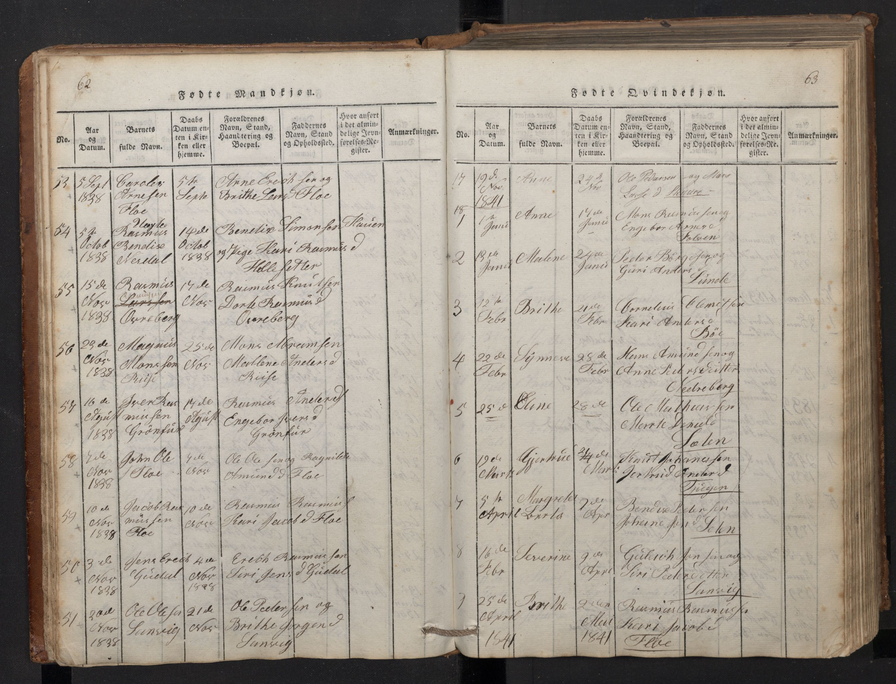 Stryn Sokneprestembete, SAB/A-82501: Parish register (copy) no. A 1, 1816-1844, p. 62-63