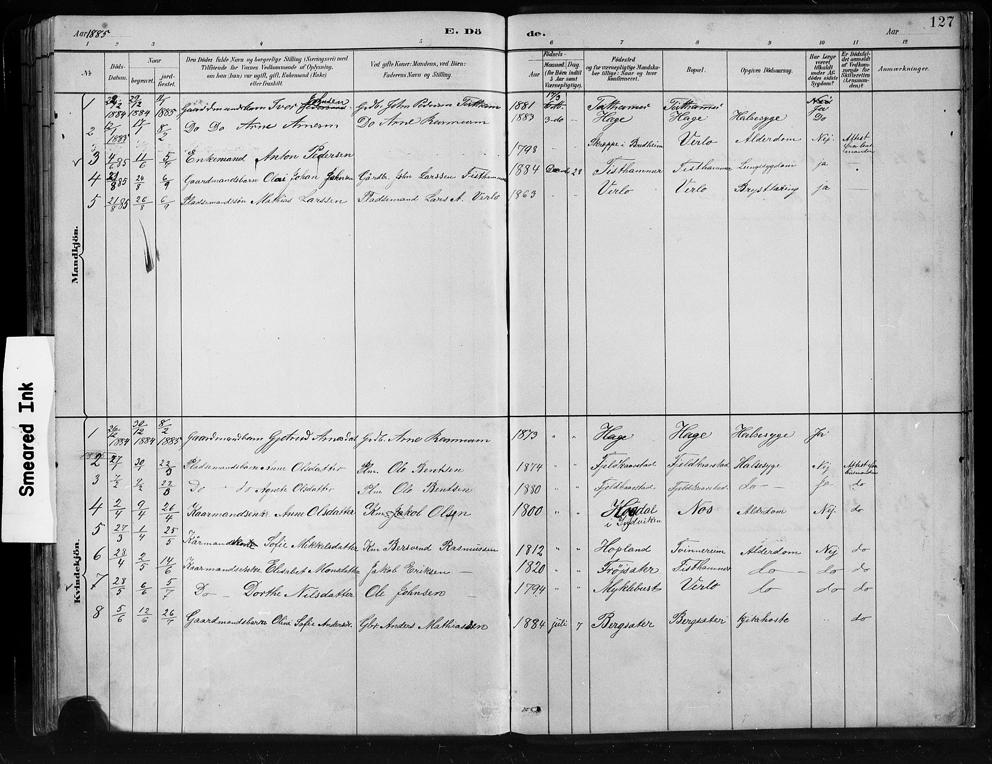 Innvik sokneprestembete, SAB/A-80501: Parish register (copy) no. C 3, 1883-1911, p. 127