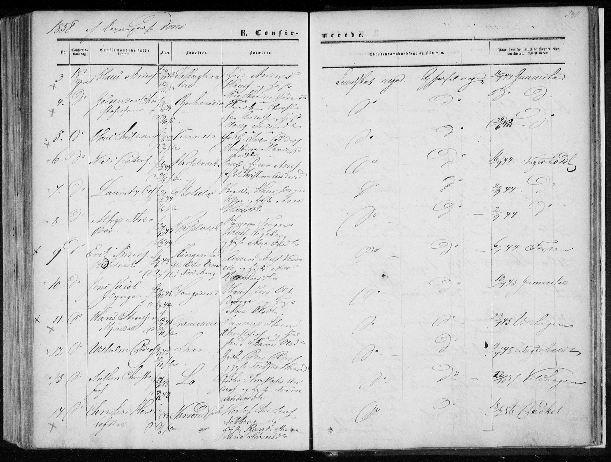 Eiker kirkebøker, AV/SAKO-A-4/F/Fa/L0015a: Parish register (official) no. I 15A, 1854-1860, p. 241