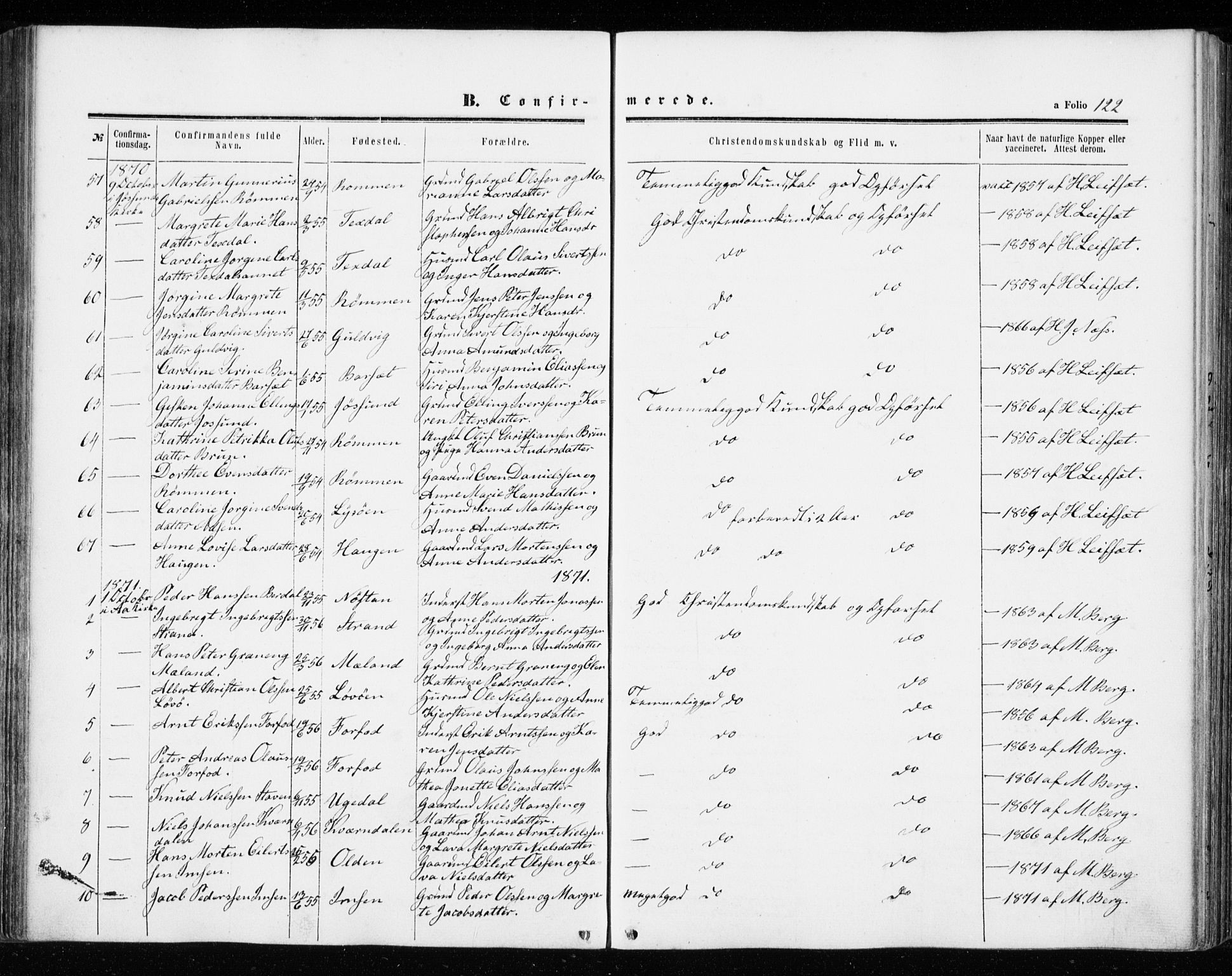 Ministerialprotokoller, klokkerbøker og fødselsregistre - Sør-Trøndelag, SAT/A-1456/655/L0678: Parish register (official) no. 655A07, 1861-1873, p. 122