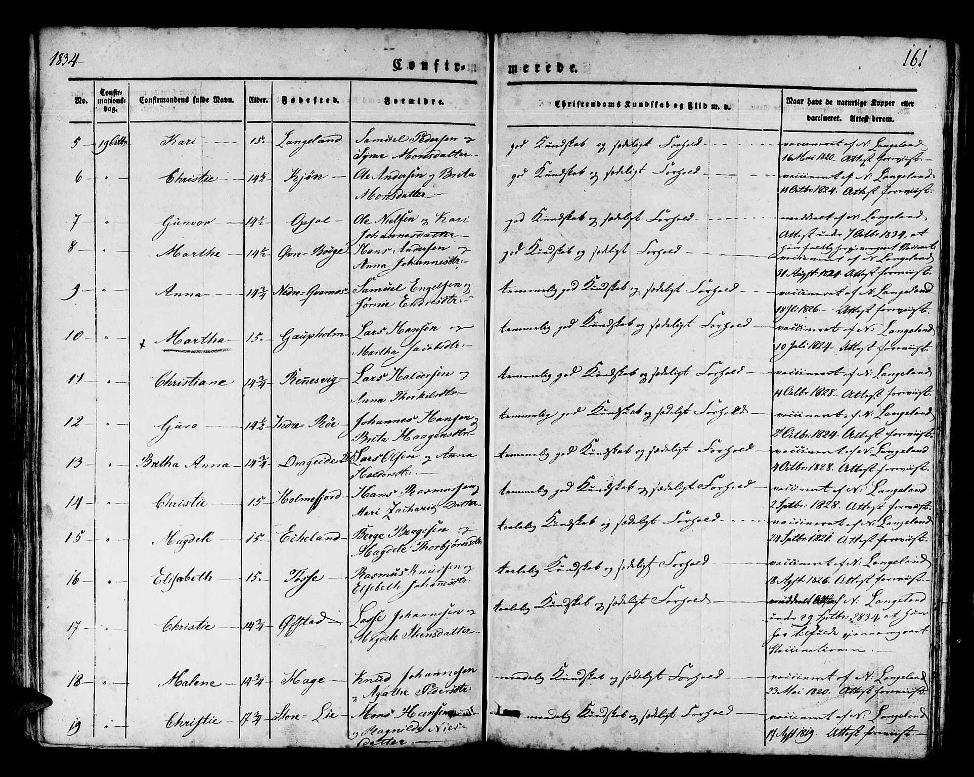 Os sokneprestembete, AV/SAB-A-99929: Parish register (official) no. A 14, 1826-1839, p. 161