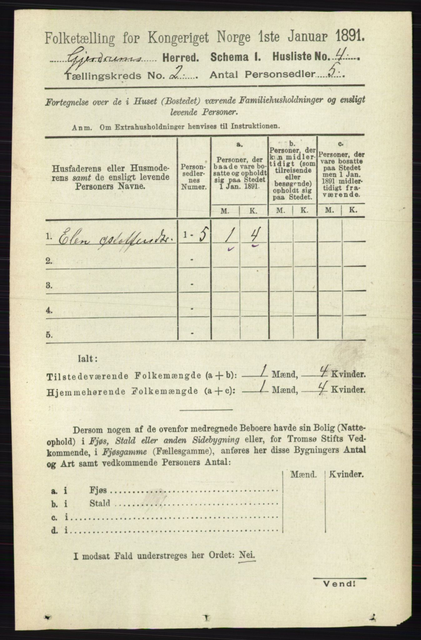 RA, 1891 census for 0234 Gjerdrum, 1891, p. 509