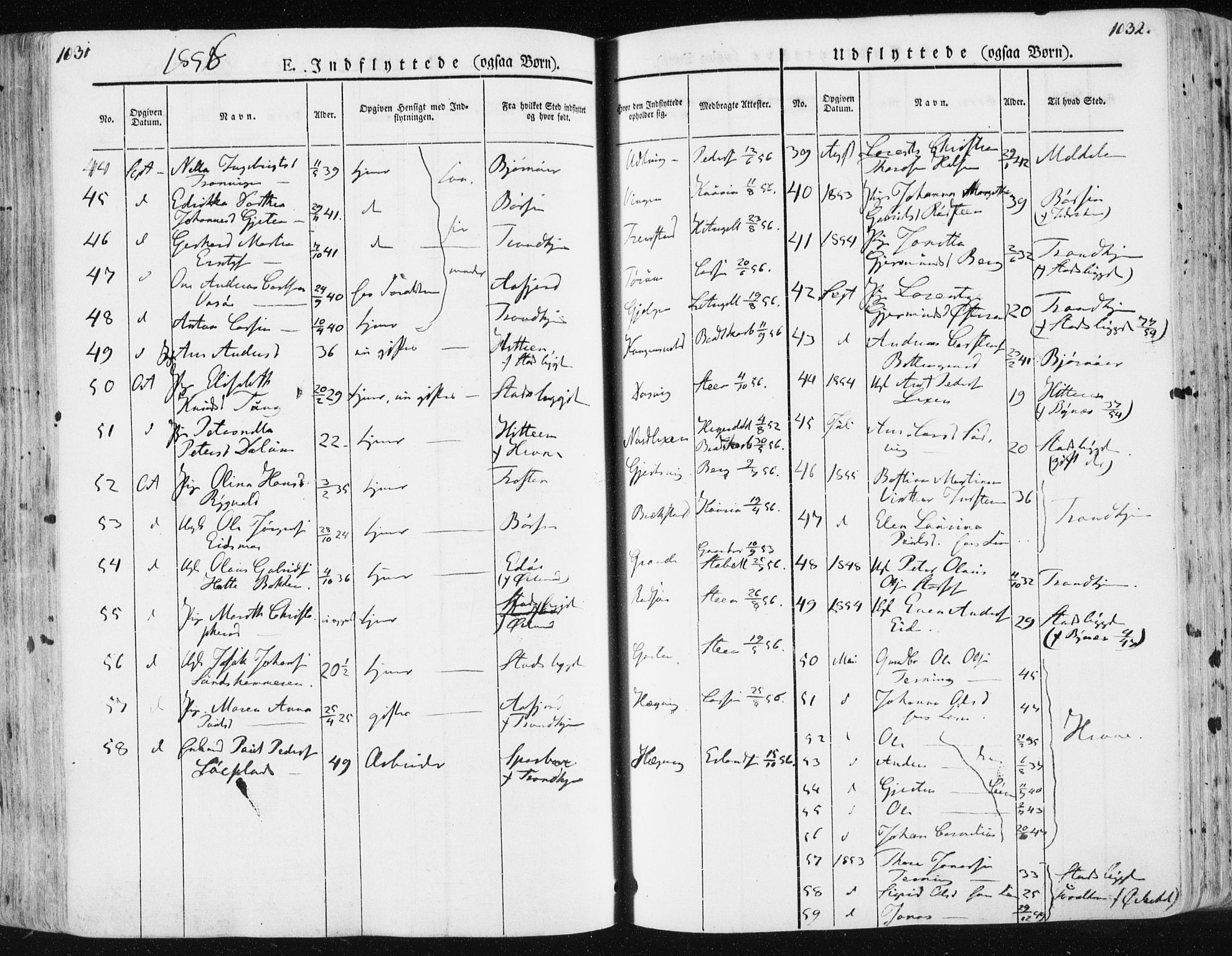 Ministerialprotokoller, klokkerbøker og fødselsregistre - Sør-Trøndelag, AV/SAT-A-1456/659/L0736: Parish register (official) no. 659A06, 1842-1856, p. 1031-1032