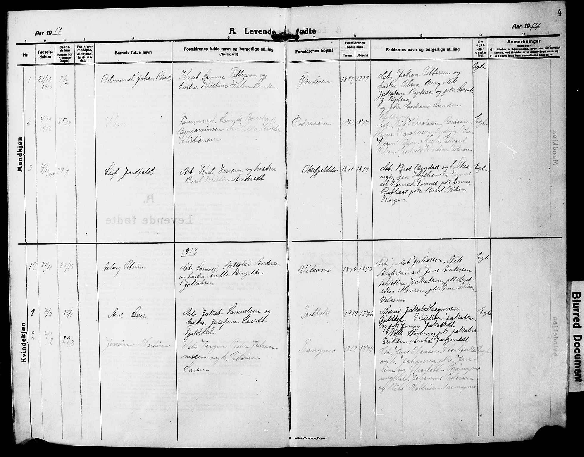 Ministerialprotokoller, klokkerbøker og fødselsregistre - Nordland, AV/SAT-A-1459/826/L0384: Parish register (copy) no. 826C04, 1914-1917, p. 4