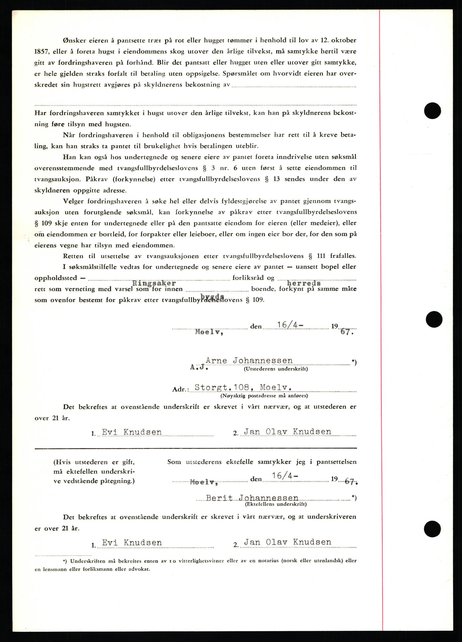 Nord-Hedmark sorenskriveri, SAH/TING-012/H/Hb/Hbf/L0071: Mortgage book no. B71, 1967-1967, Diary no: : 1722/1967