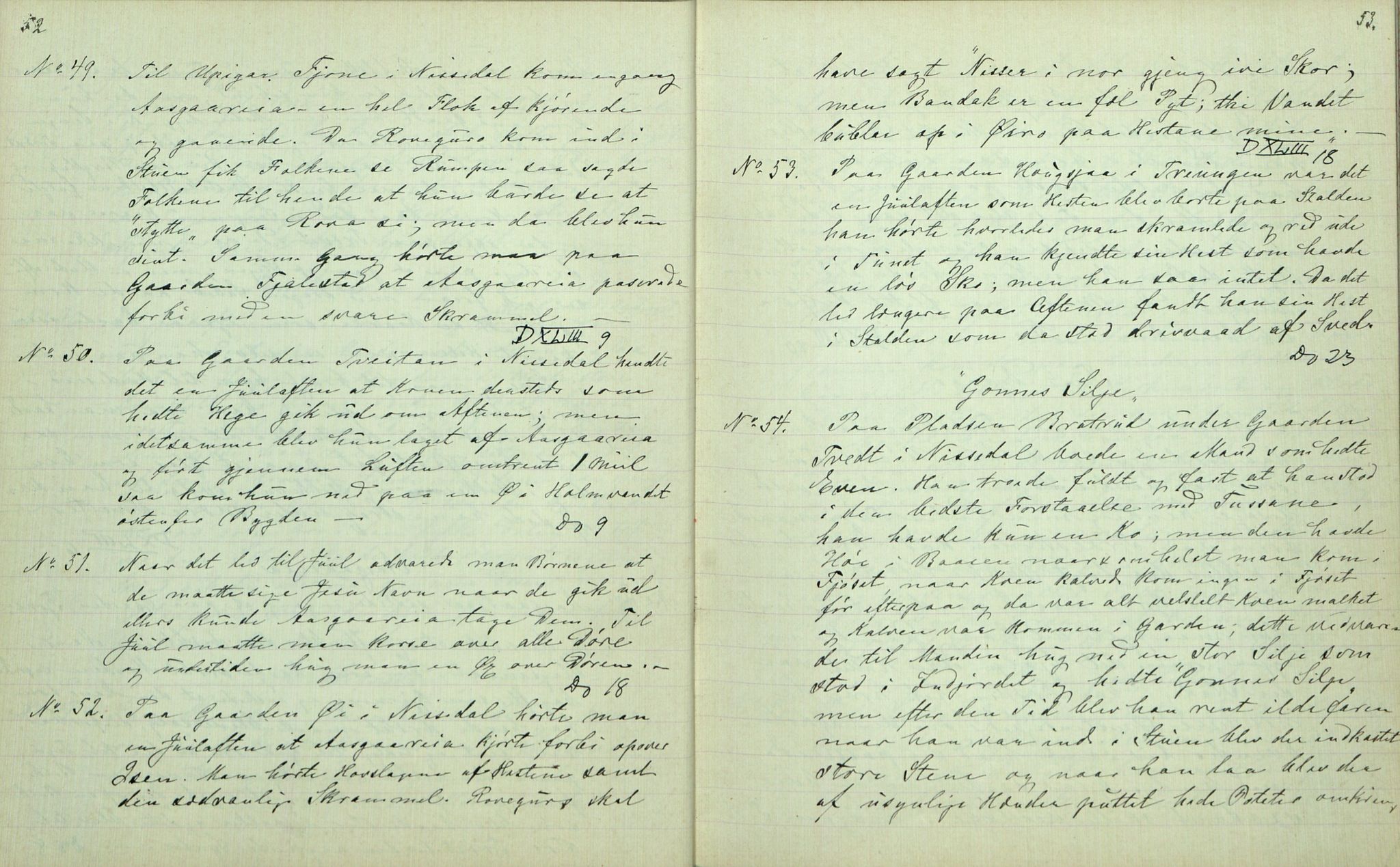 Rikard Berge, TEMU/TGM-A-1003/F/L0007/0008: 251-299 / 258 Bø. Samlet af H. N. Tvedten, 1894, p. 52-53