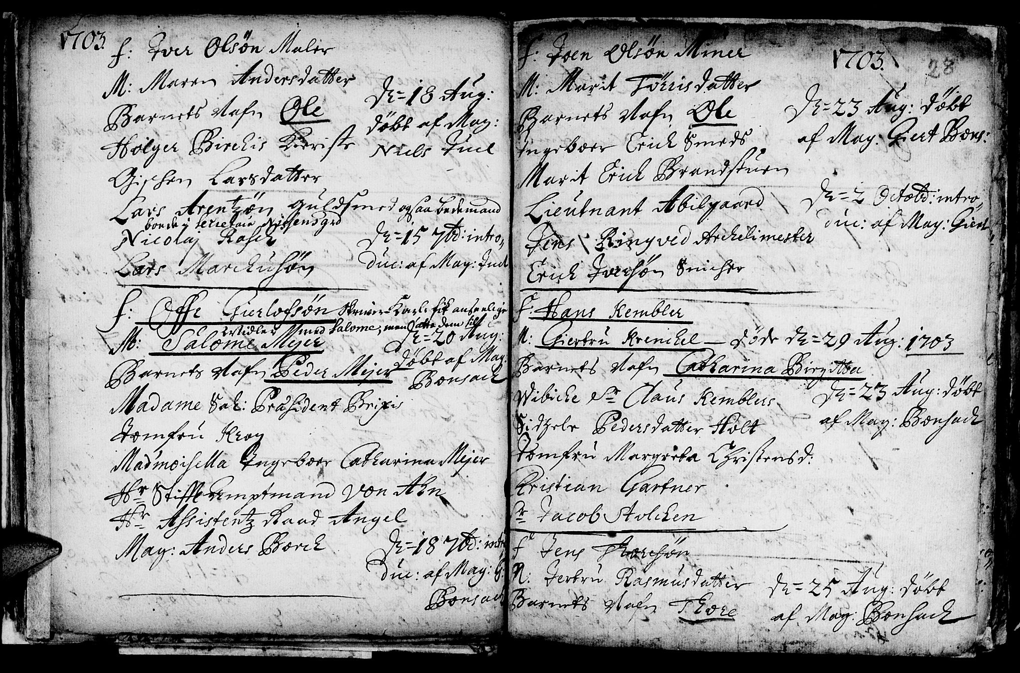 Ministerialprotokoller, klokkerbøker og fødselsregistre - Sør-Trøndelag, SAT/A-1456/601/L0034: Parish register (official) no. 601A02, 1702-1714, p. 28