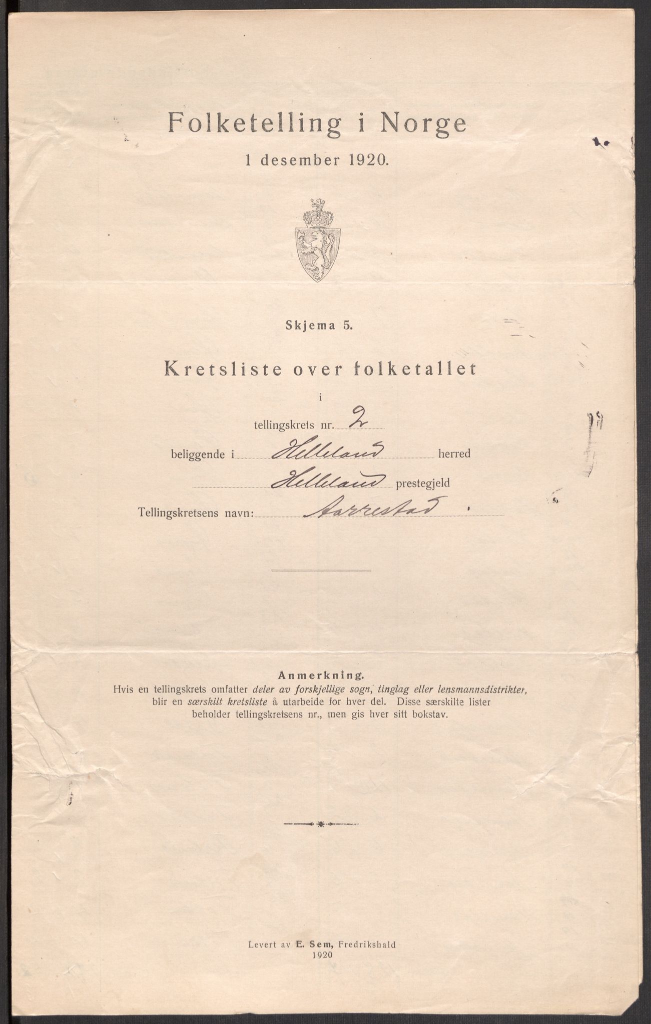 SAST, 1920 census for Helleland, 1920, p. 16