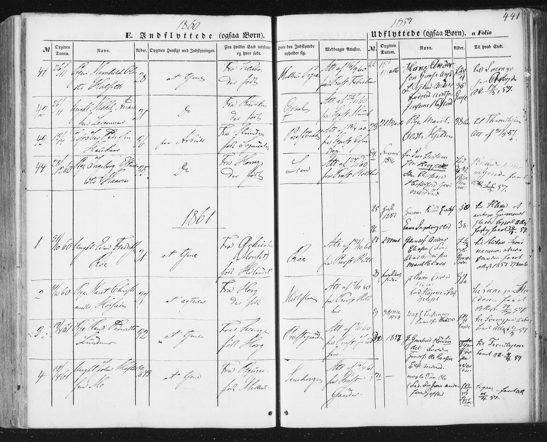 Ministerialprotokoller, klokkerbøker og fødselsregistre - Sør-Trøndelag, AV/SAT-A-1456/691/L1076: Parish register (official) no. 691A08, 1852-1861, p. 441