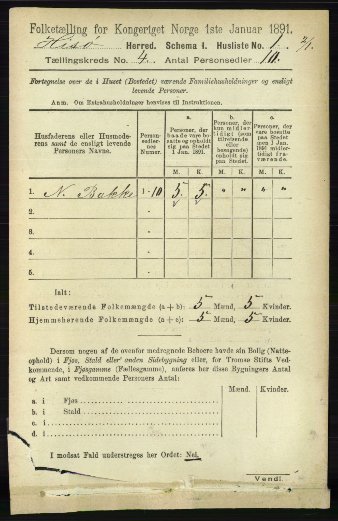 RA, 1891 census for 0922 Hisøy, 1891, p. 3230