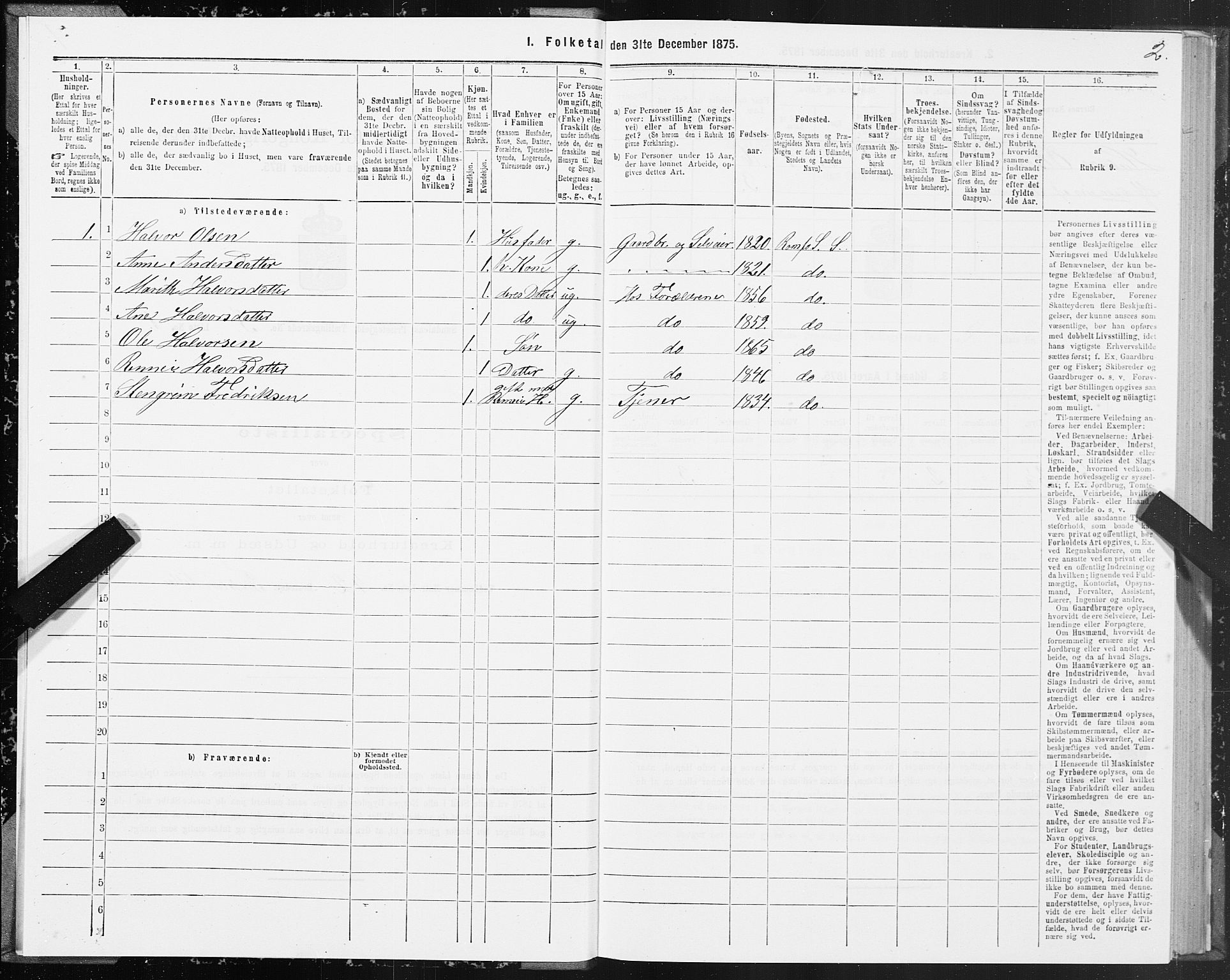 SAT, 1875 census for 1563P Sunndal, 1875, p. 2002