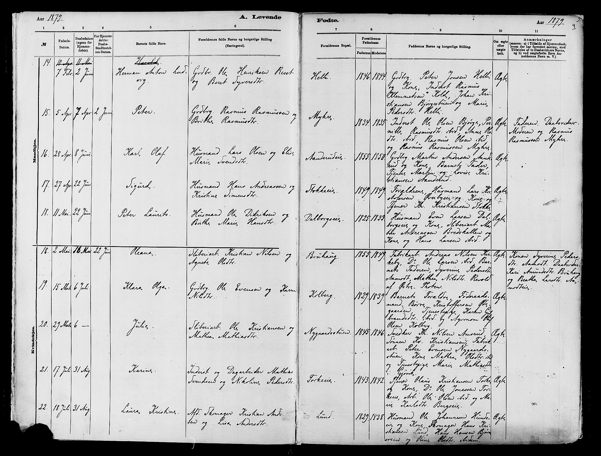 Vardal prestekontor, AV/SAH-PREST-100/H/Ha/Haa/L0009: Parish register (official) no. 9, 1878-1892, p. 9