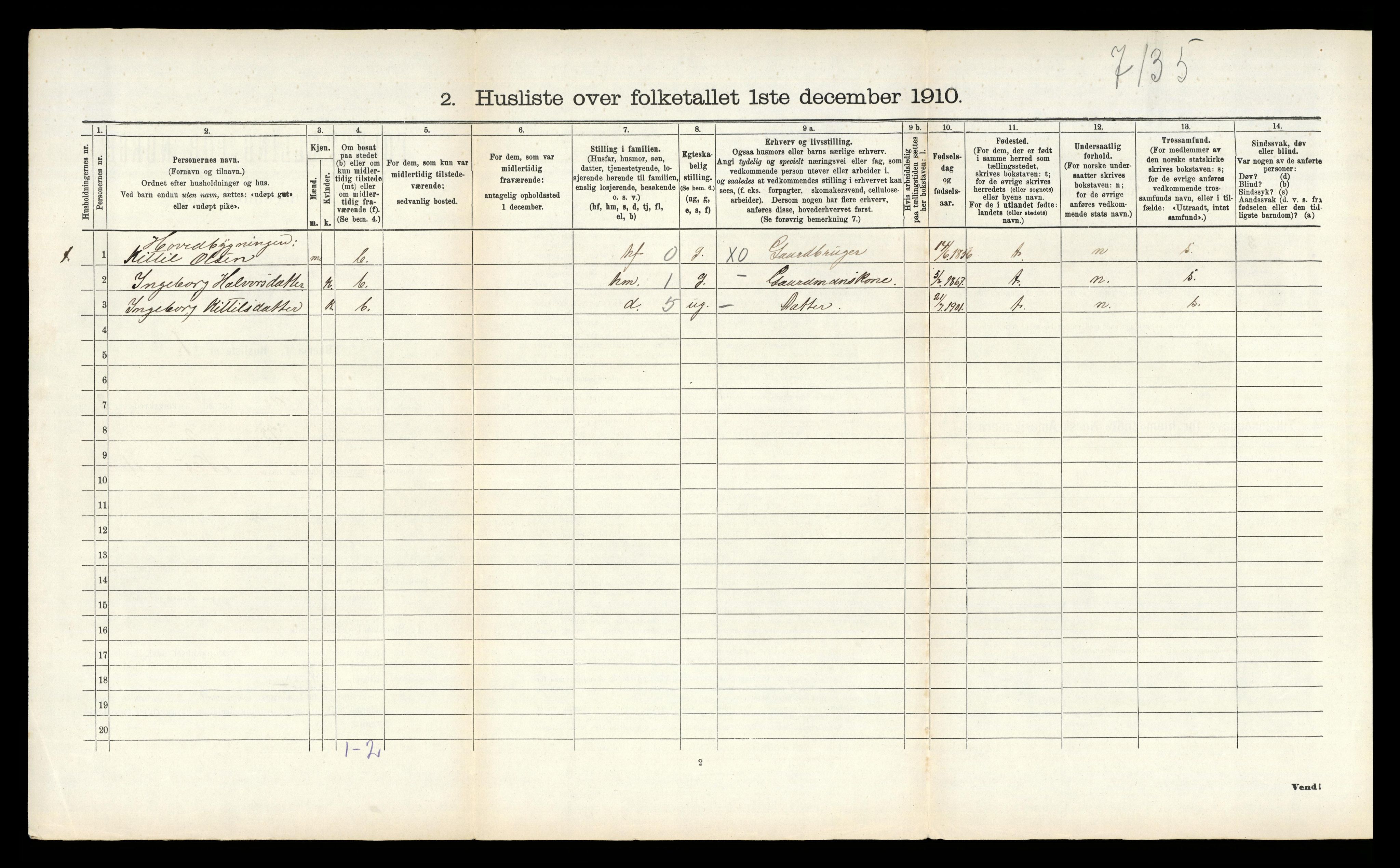 RA, 1910 census for Sauherad, 1910, p. 806