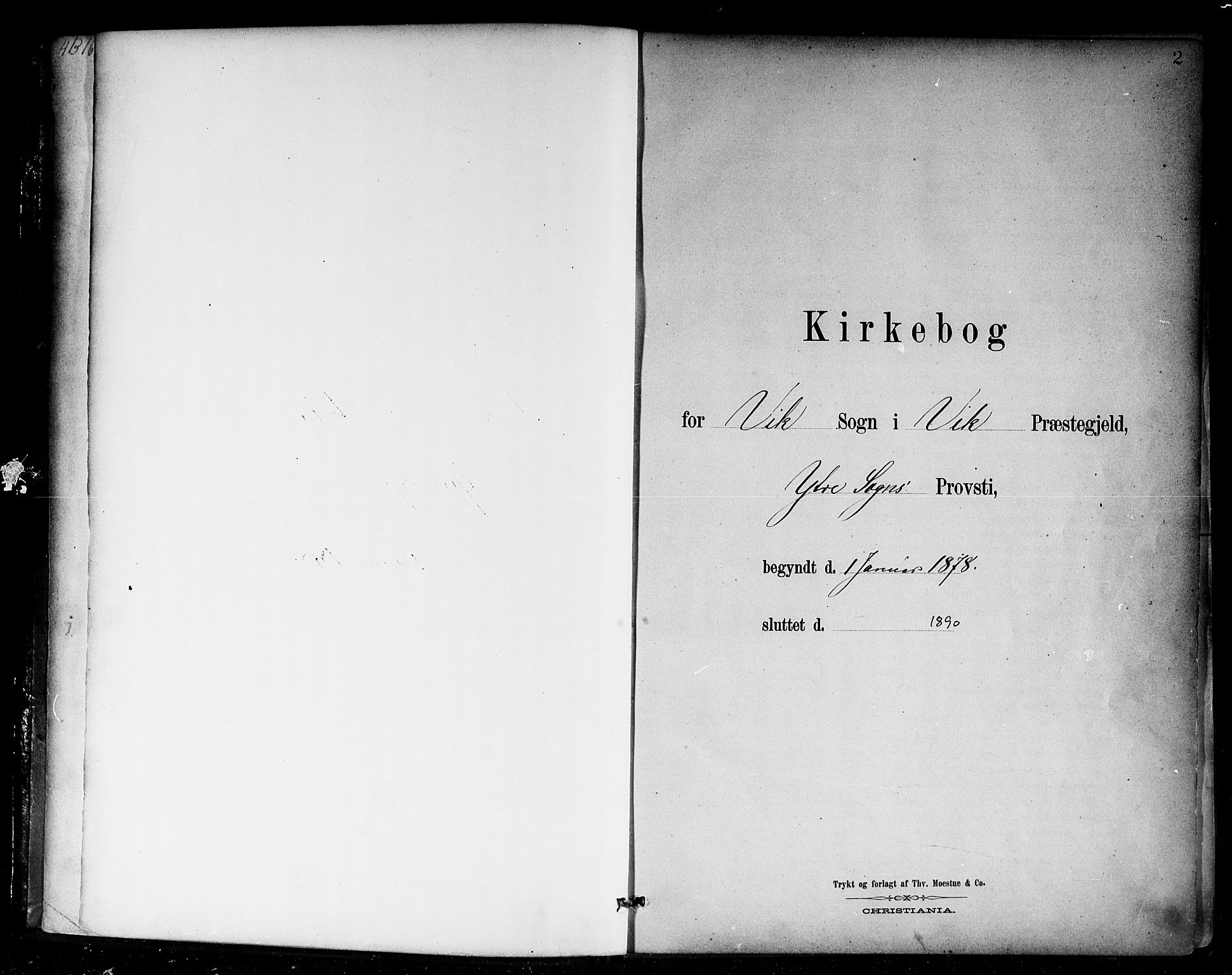 Vik sokneprestembete, SAB/A-81501: Parish register (official) no. B 1, 1878-1890, p. 2