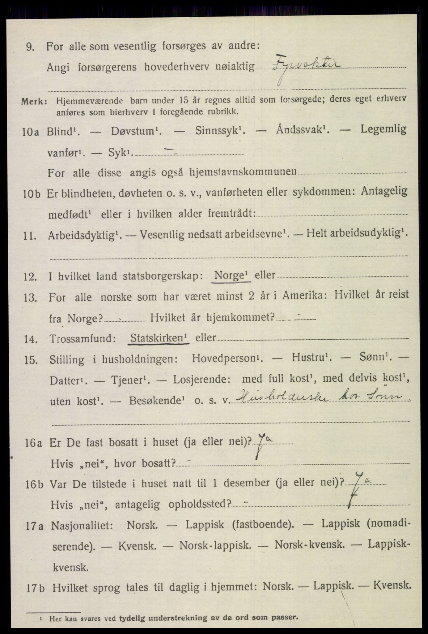 SAT, 1920 census for Leksvik, 1920, p. 3257